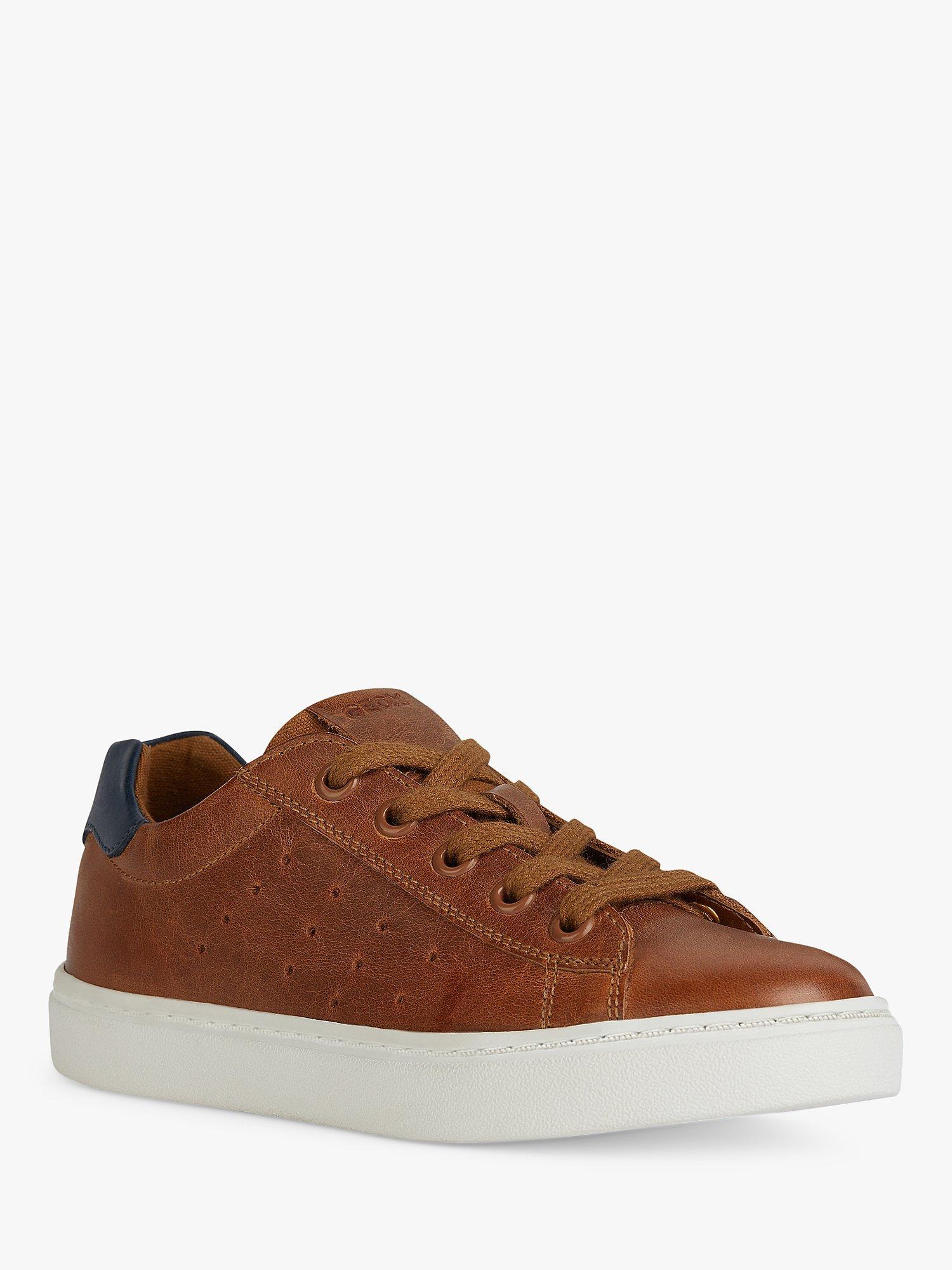 Product image 2 of 6, which shows Geox Kids' Nashik Leather Low-Cut Trainers, Cognac/Navy, EU37