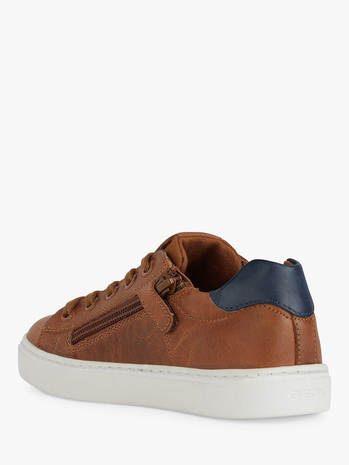 Product image 3 of 6, which shows Geox Kids' Nashik Leather Low-Cut Trainers, Cognac/Navy, EU37