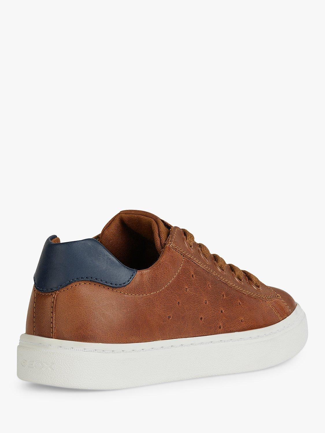 Product image 4 of 6, which shows Geox Kids' Nashik Leather Low-Cut Trainers, Cognac/Navy, EU37