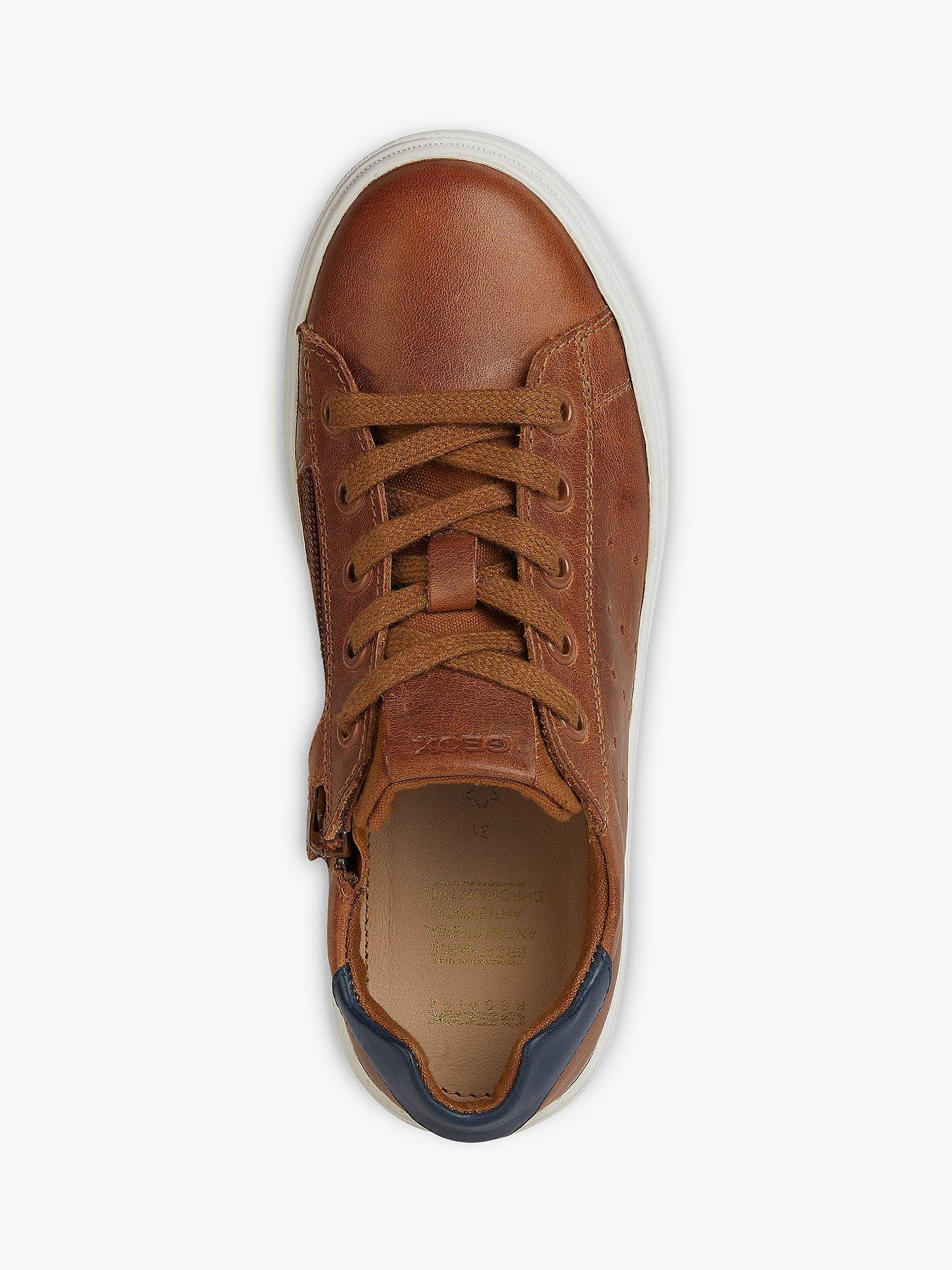 Product image 5 of 6, which shows Geox Kids' Nashik Leather Low-Cut Trainers, Cognac/Navy, EU37