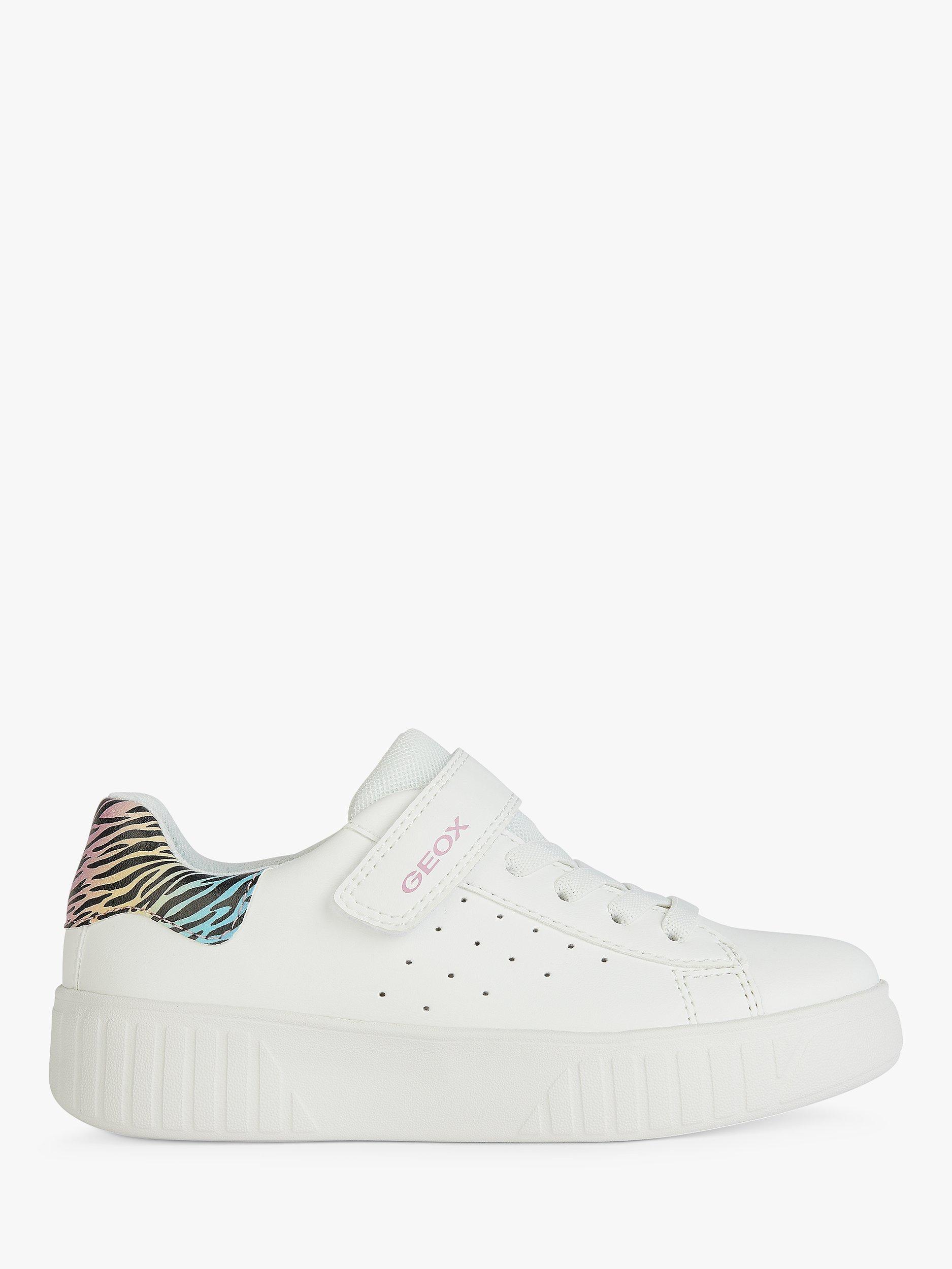 Geox Kids' Mikiroshi Zebra Detail Trainers, White/Multi