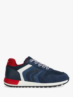 Geox Kids' Alben Suede Low-Cut Trainers, Navy/Avio