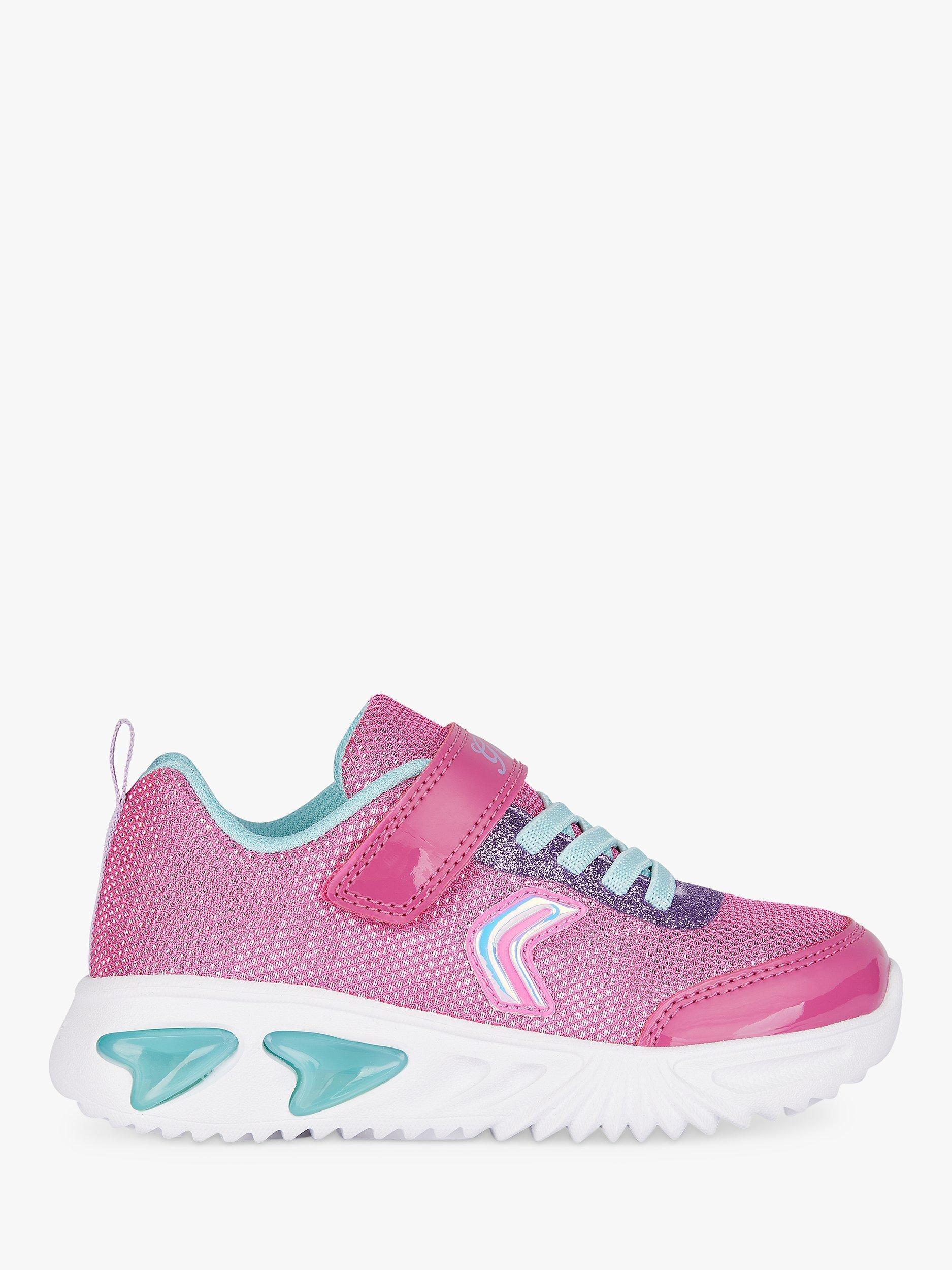 Geox Kids' Assister Light Up Trainers, Fuchsia/Aqua, 34