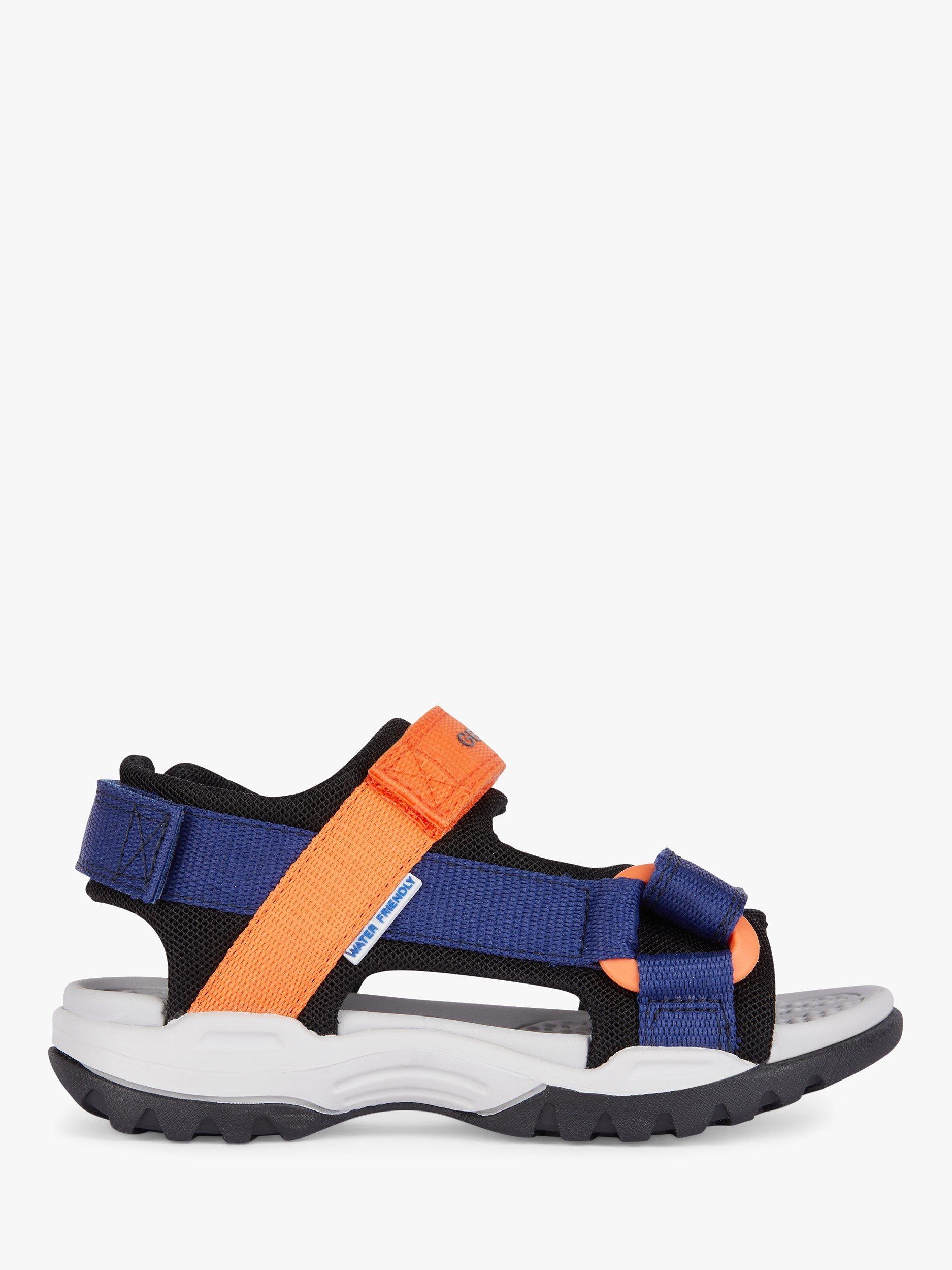 Geox Borealis Riptape Sandals, Navy/Orange