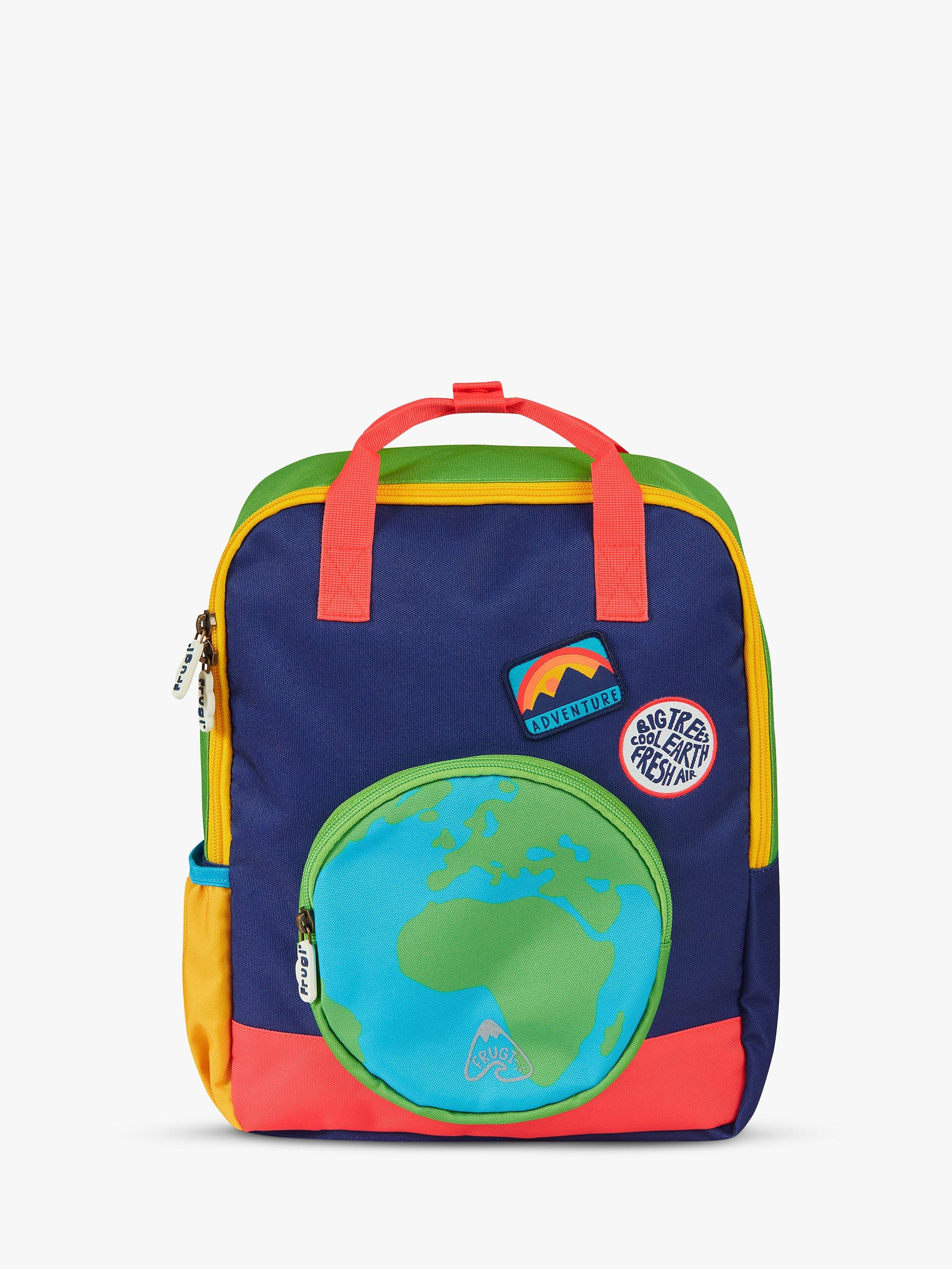 Product image 1 of 4, which shows Frugi Kids' Ramble Rainbow Planet Earth Backpack, Multi