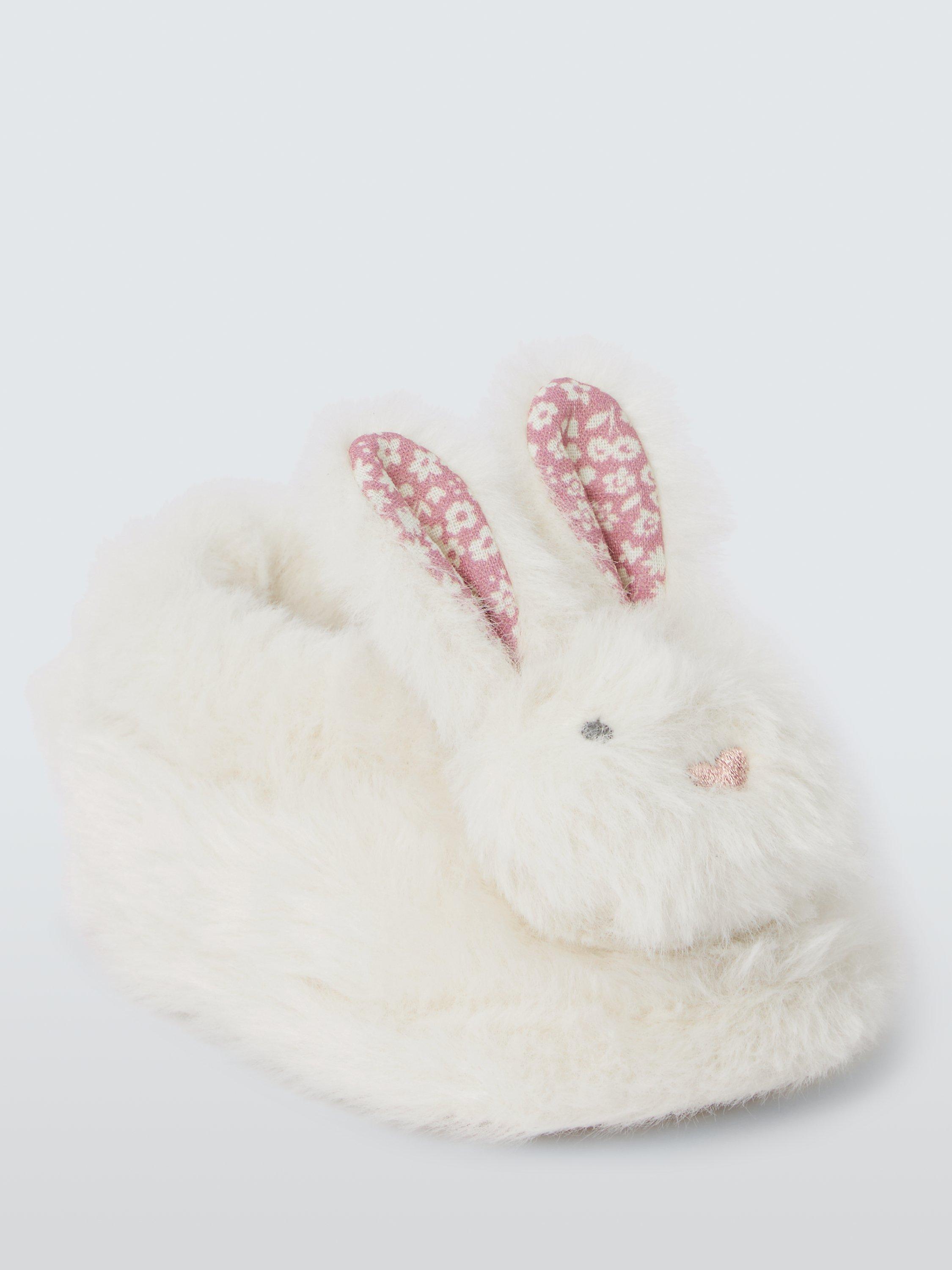 John Lewis Baby Fluffy Bunny Slippers White