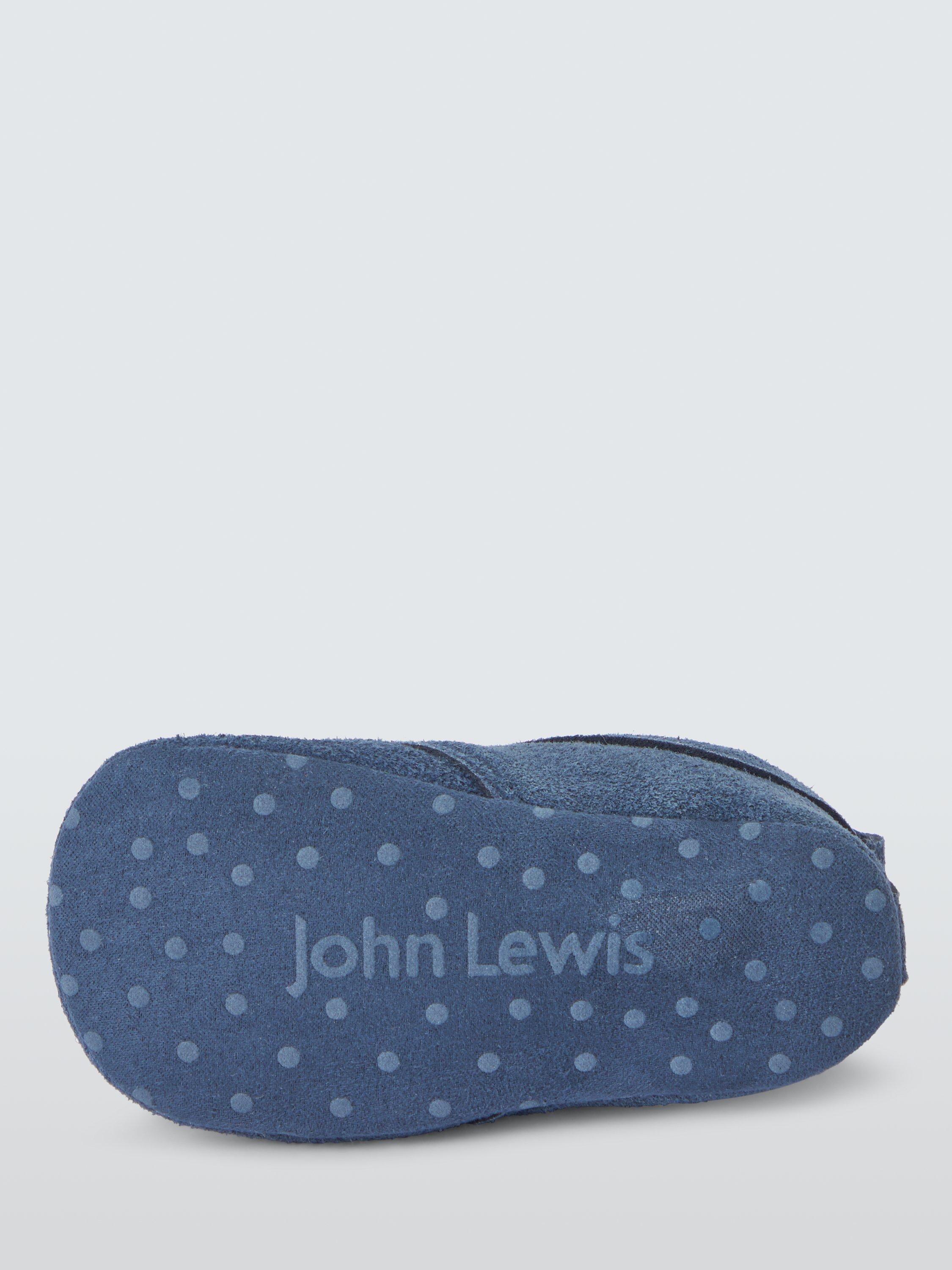 Product image 3 of 3, which shows John Lewis Suede Baby Pram Shoes, Navy, 3-6 months