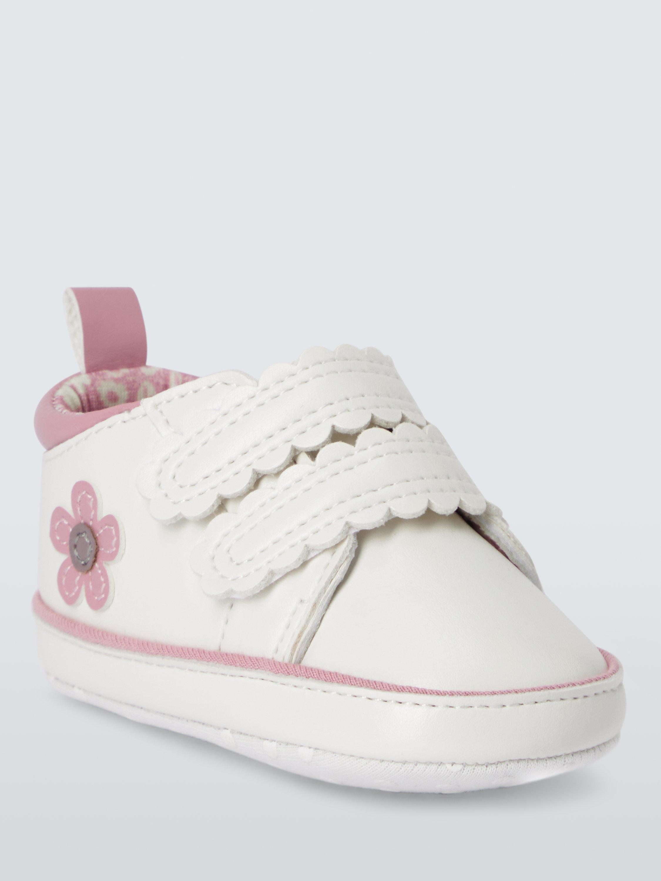 John Lewis Baby Floral Trainers White