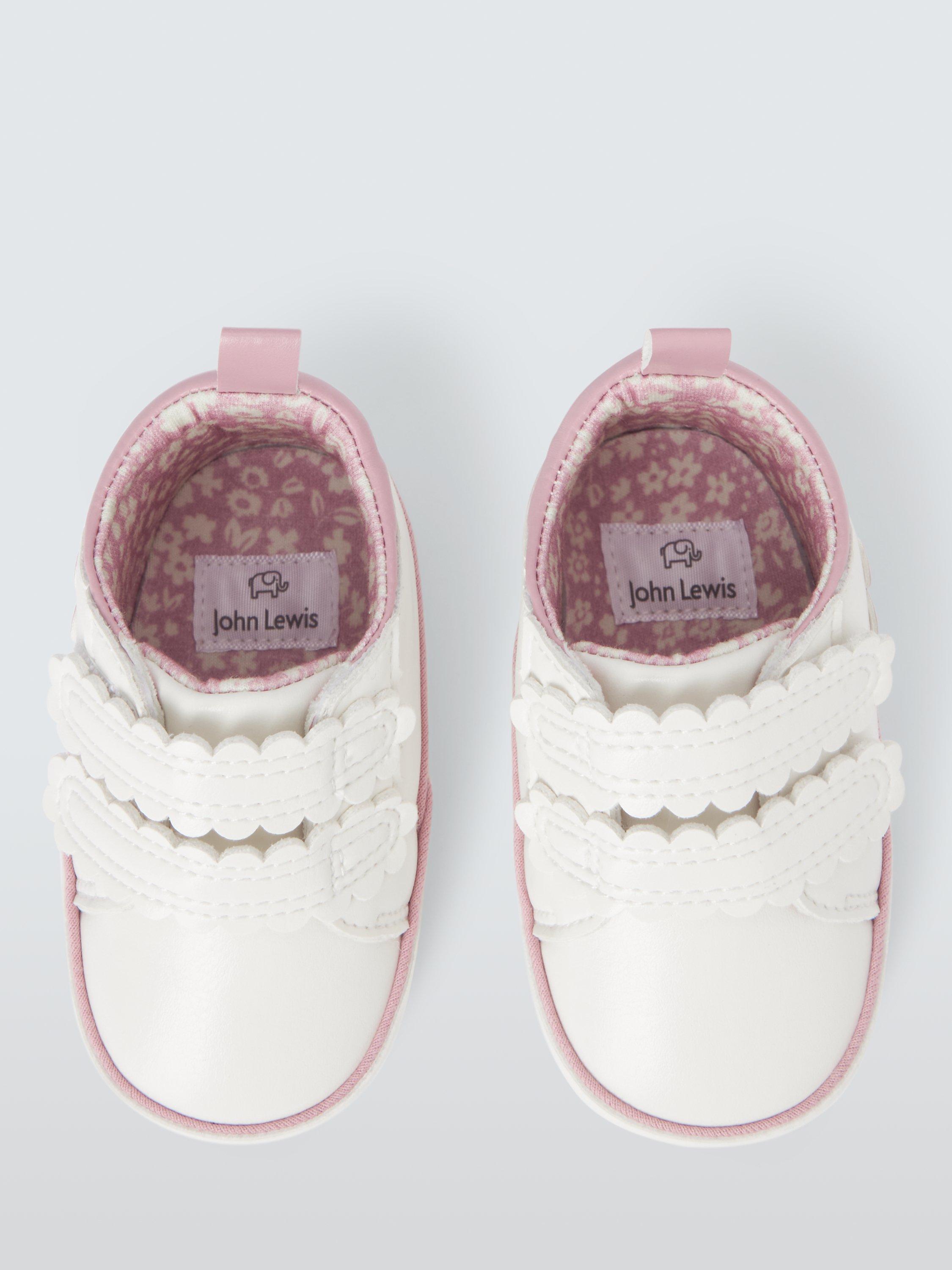 Product image 2 of 3, which shows John Lewis Baby Floral Trainers, White, 0-3 months
