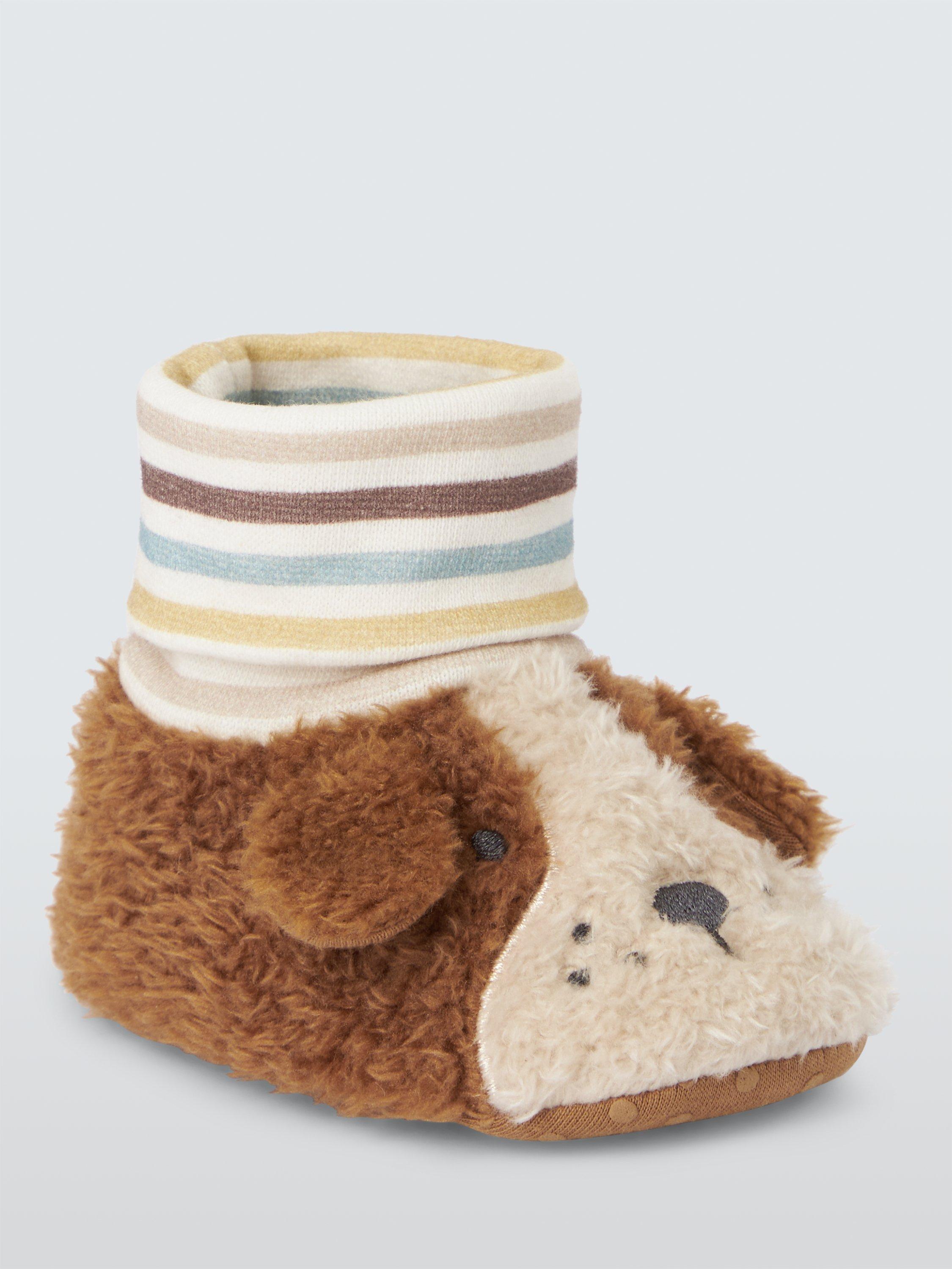 John Lewis Fluffy Puppy Sock Top Baby Booties Multi