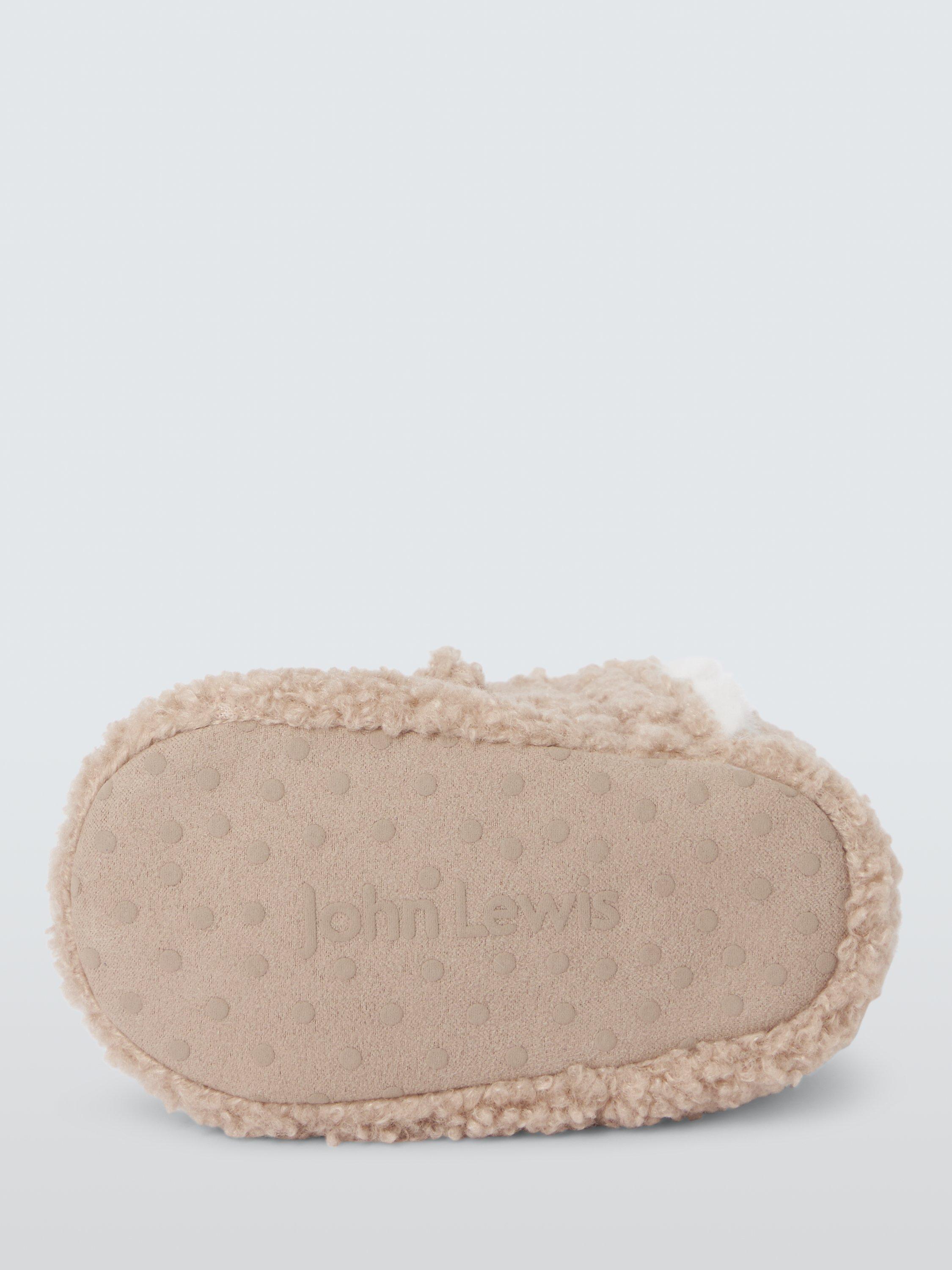 John Lewis Borg Bear Baby Booties Brown