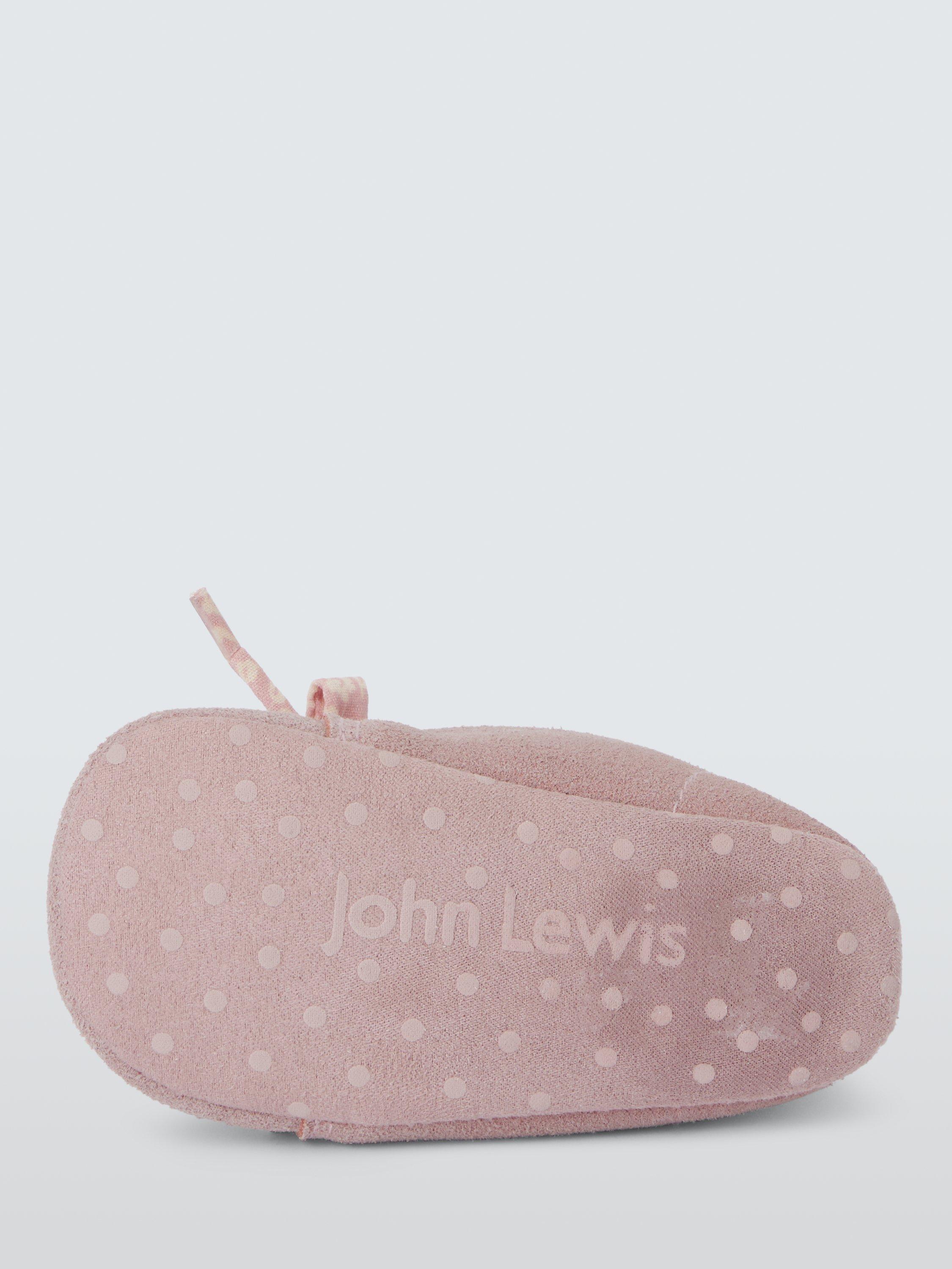 Product image 3 of 3, which shows John Lewis Suede Baby Pram Shoes, Pink, 6-12 months