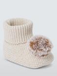 John Lewis Pom Knitted Baby Booties, Cream