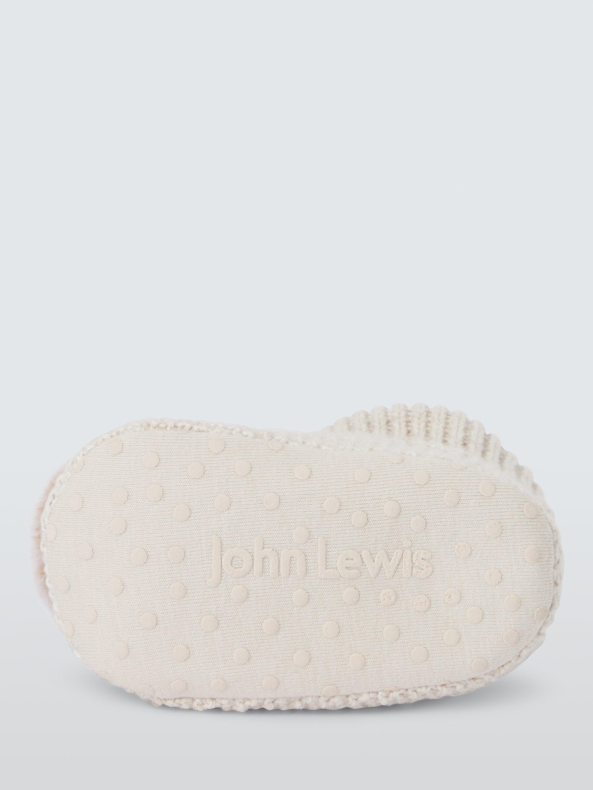 John Lewis Pom Knitted Baby Booties Cream