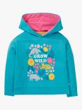 Frugi Kids' Organic Cotton Switch Lissie Hoodie, Tropical Sea/Grow Wild, Tropical Sea/Grow Wild