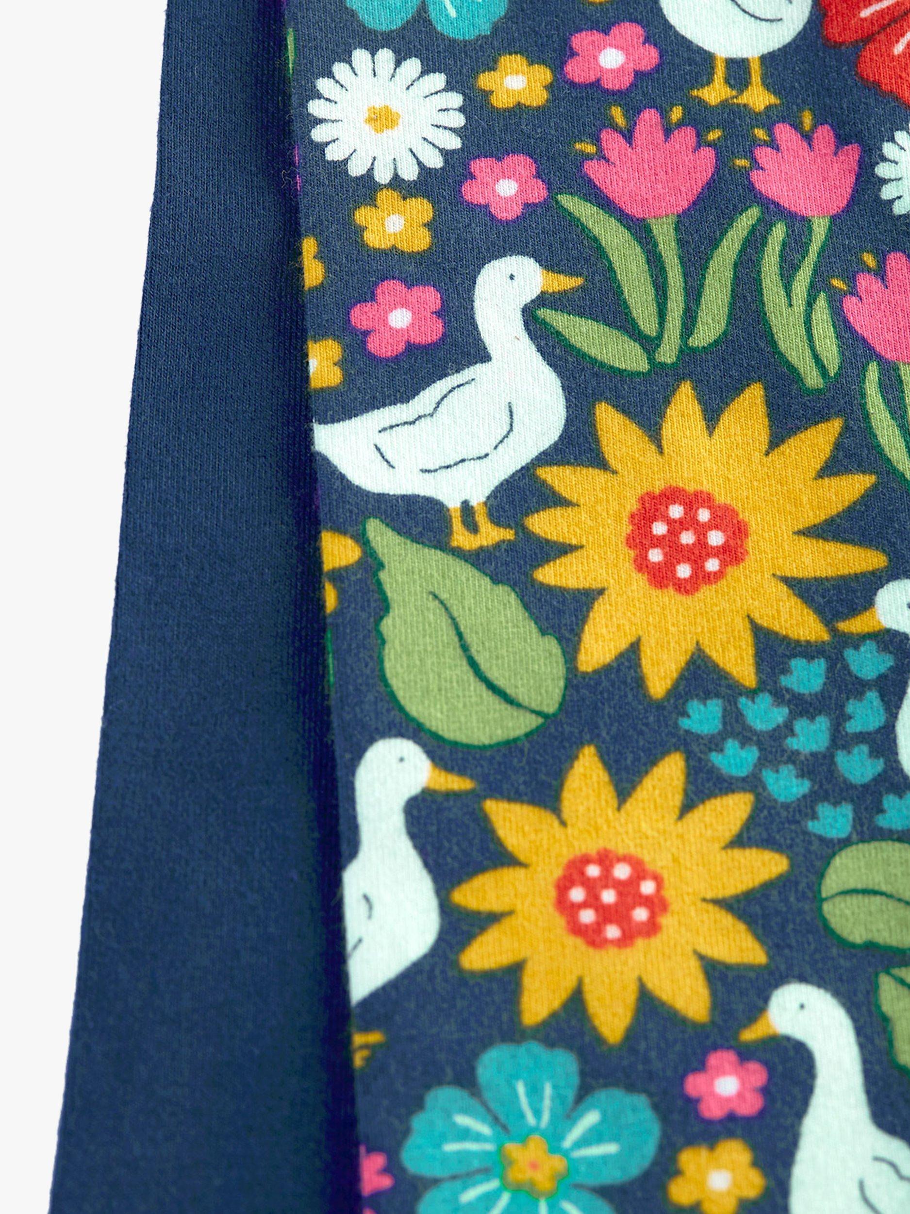 Product image 4 of 7, which shows Frugi Kids' Libby Springtime Ducks Leggings, Pack of 2, Navy/Multi, 4-5 years