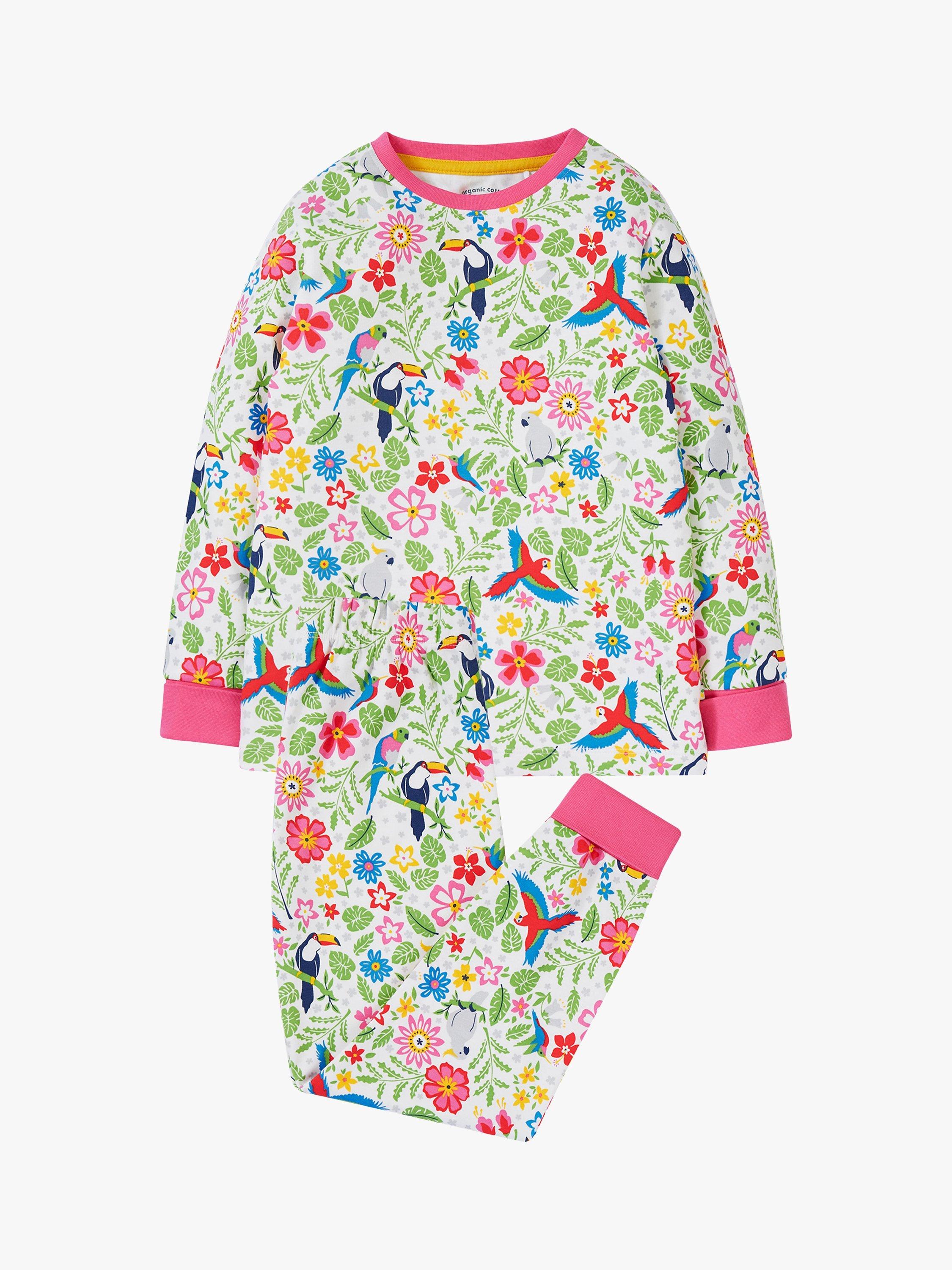 Frugi Kids' Sundown Tropical Birds Organic Cotton Pyjama Set, Multi