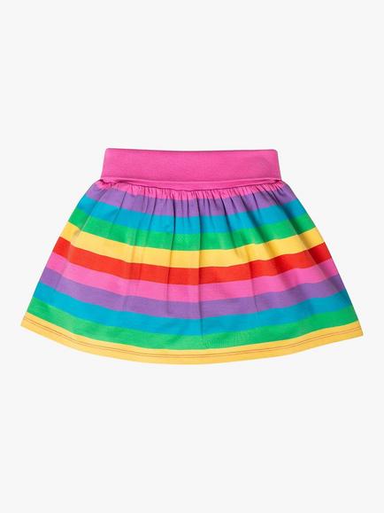Frugi Kids' Organic Cotton Blend Foxglove Rainbow Stripe Spring Skort, Multi, Multi