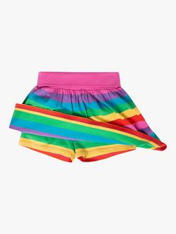 Frugi Kids' Organic Cotton Blend Foxglove Rainbow Stripe Spring Skort, Multi - view 2, Multi