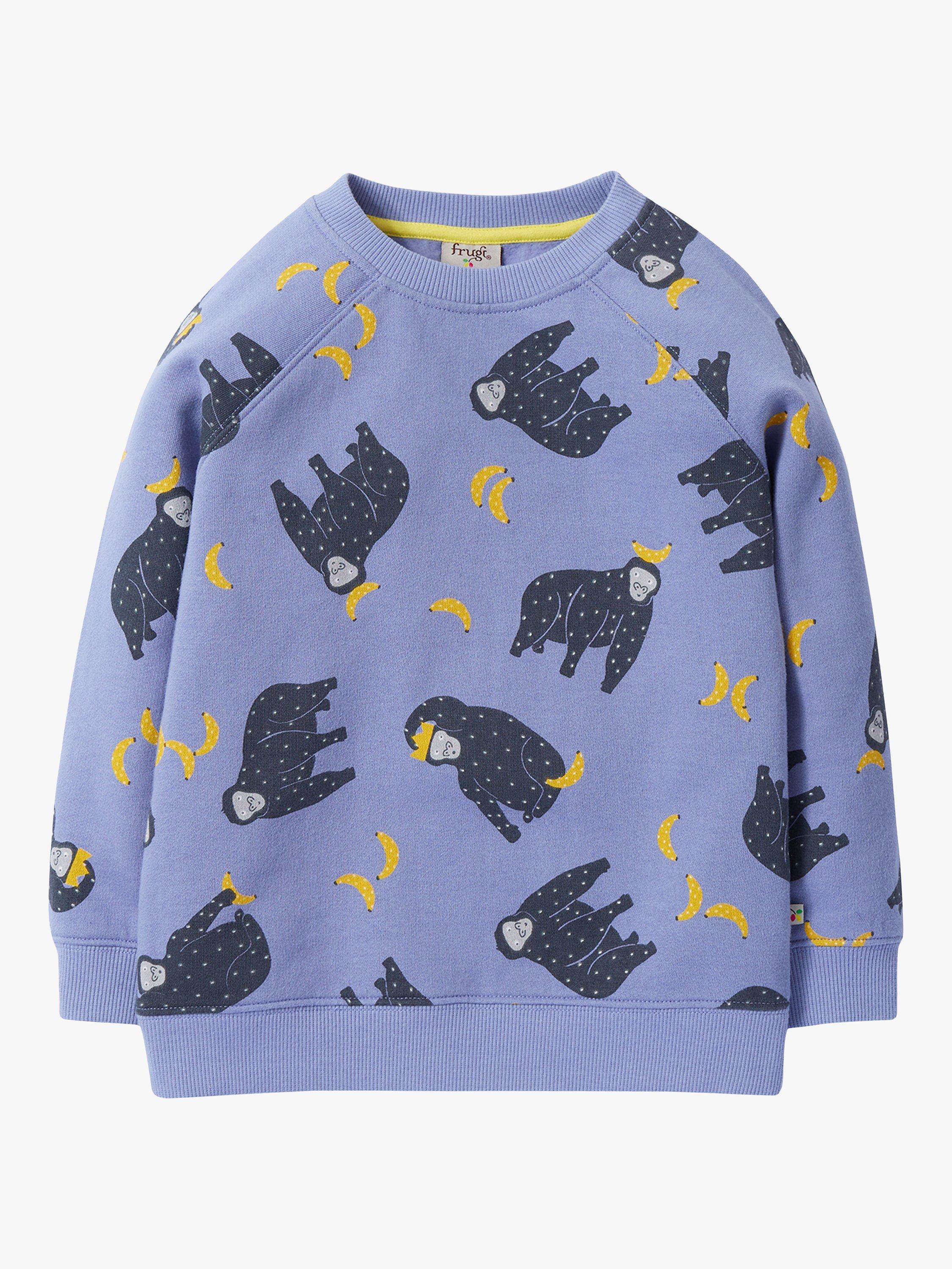 Product image 2 of 4, which shows Frugi Kids' Organic Cotton Switch Rex Jumper, Monkeying Around, 4-5 years