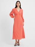 Great Plains Desert Check Midi Dress, Hot Coral