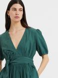 Great Plains Crinkle Cotton V-neck Midi Dress, Tropical Green