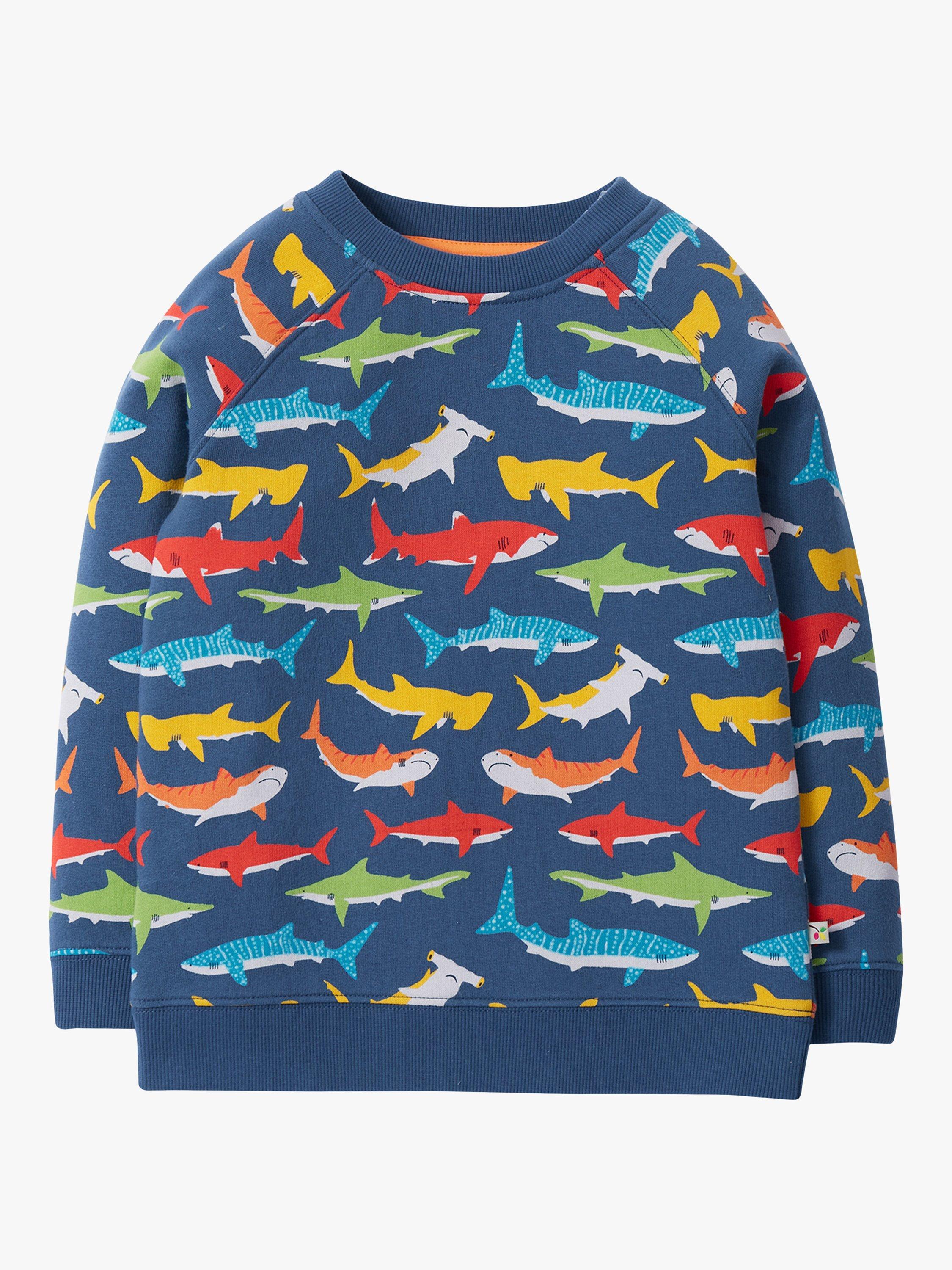 Frugi Kids' Switch Rex Shiver Of Sharks Organic Cotton Jumper, Multi