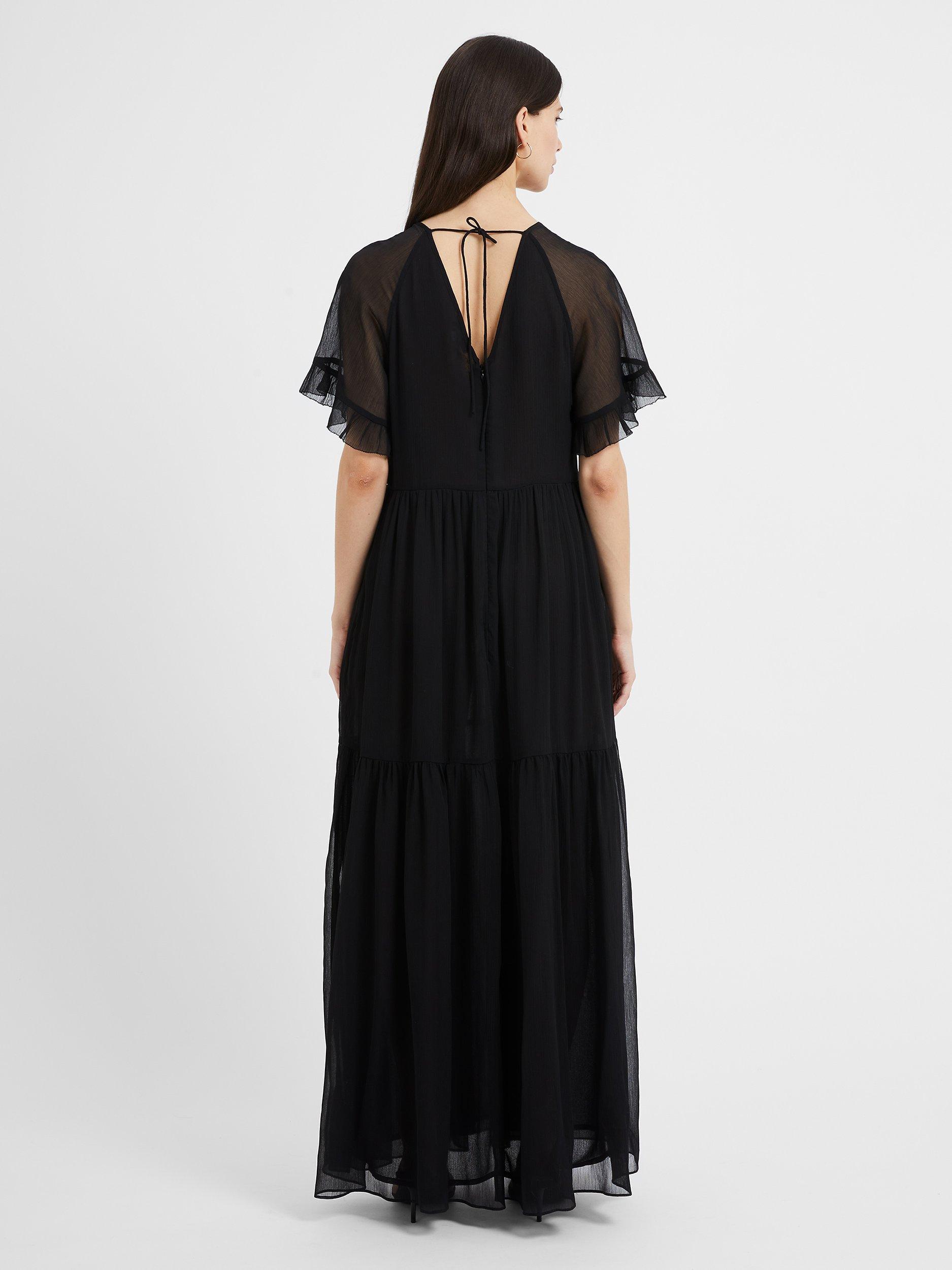 Great Plains Gossamer Chiffon V-neck Maxi Dress, Black, 6