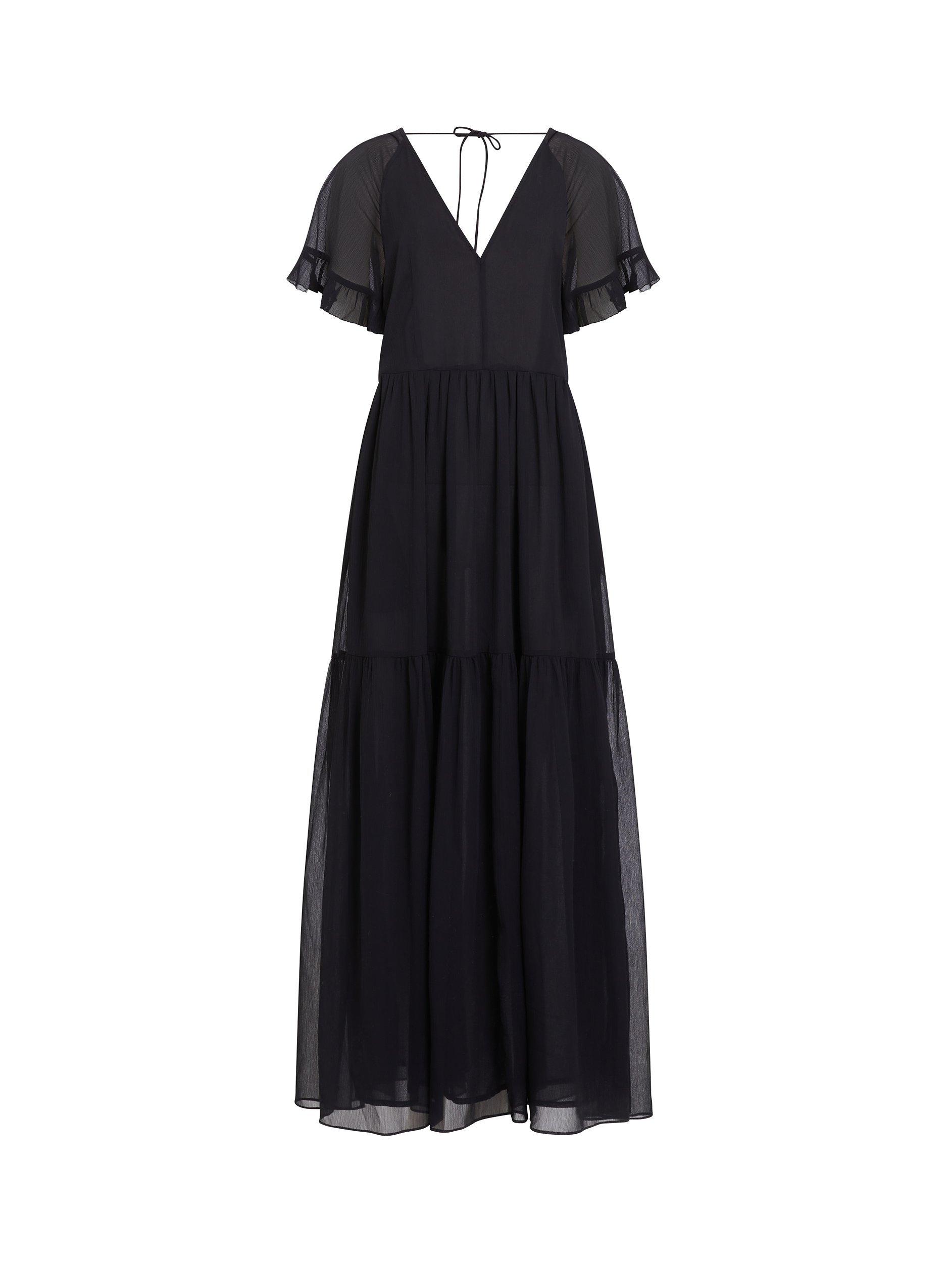 Great Plains Gossamer Chiffon V-neck Maxi Dress, Black, 6