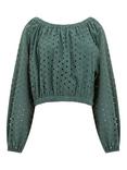 Great Plains Atol Embroidery Long Sleeve Top, Tropical Green