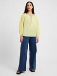 Great Plains Pintuck Organic Cotton Blouse, Lemon Grass