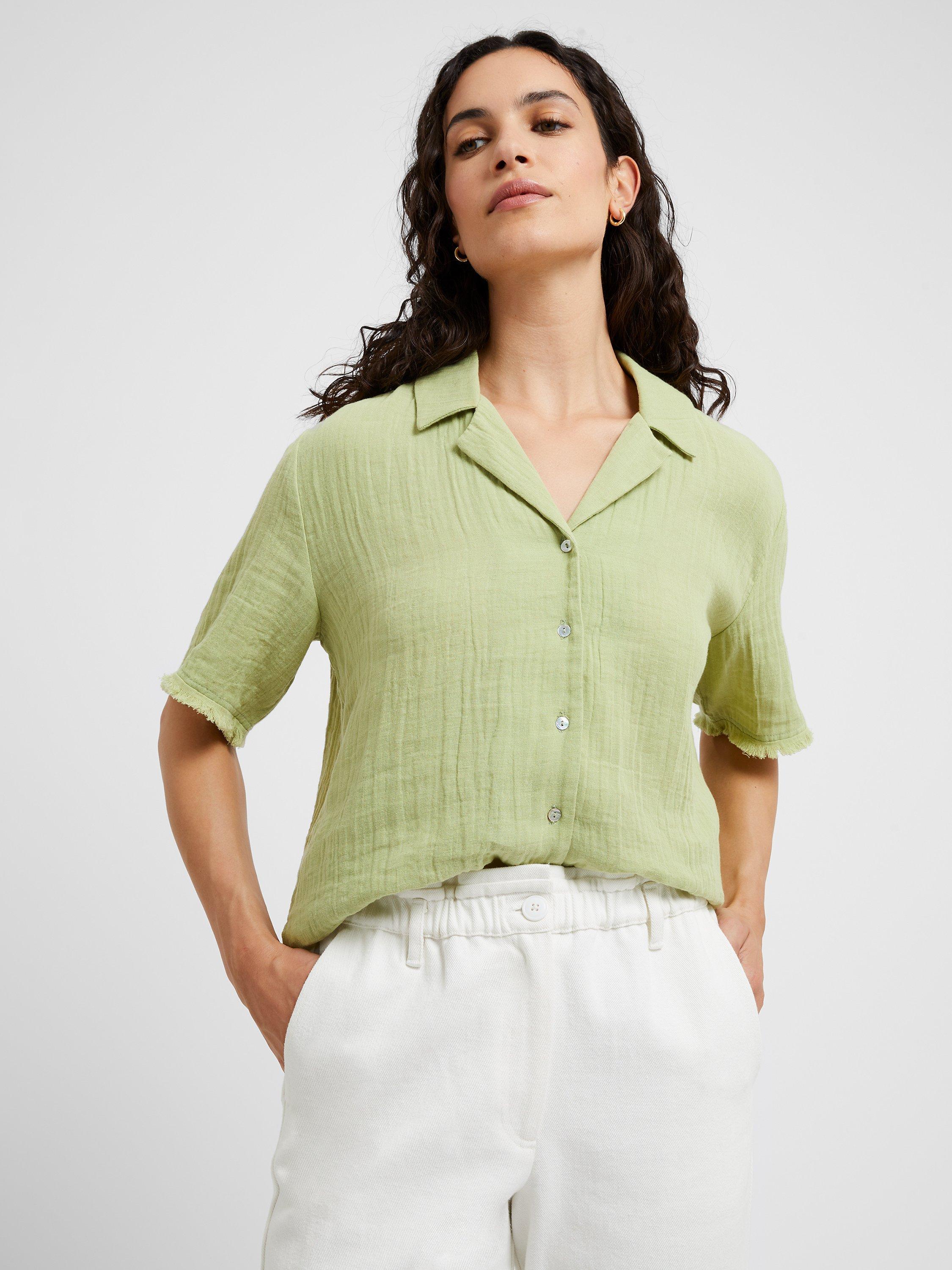 Great Plains Fray Edge Cotton Shirt, Kiwi, 8