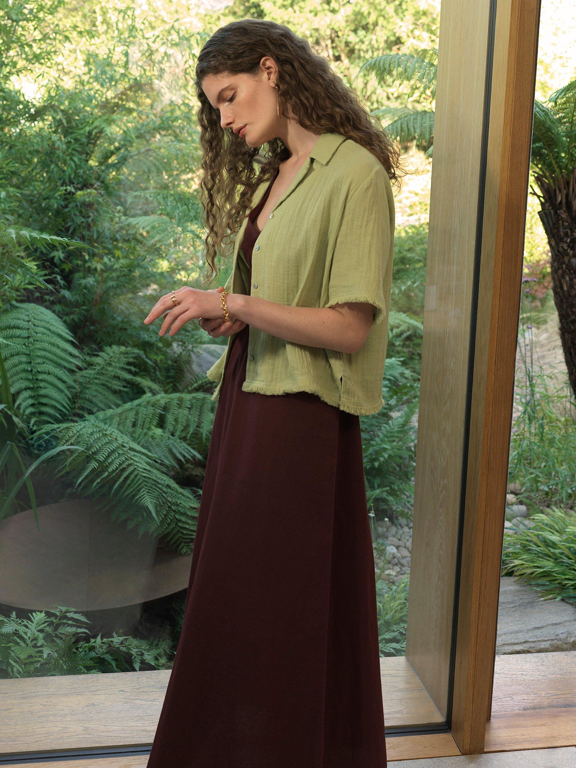 Great Plains Fray Edge Cotton Shirt, Kiwi, 8