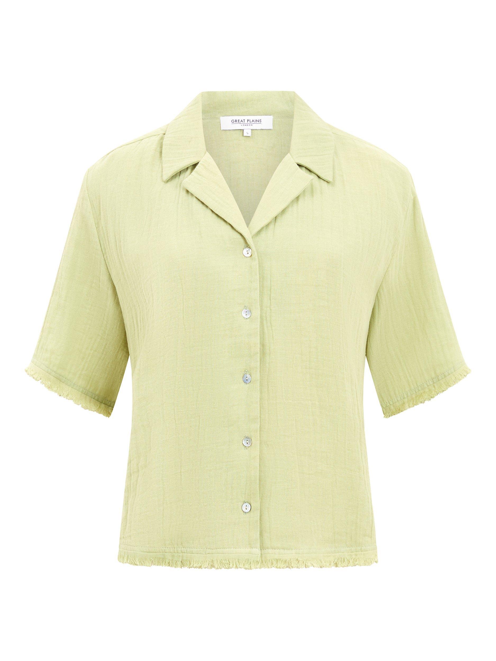 Great Plains Fray Edge Cotton Shirt, Kiwi, 8