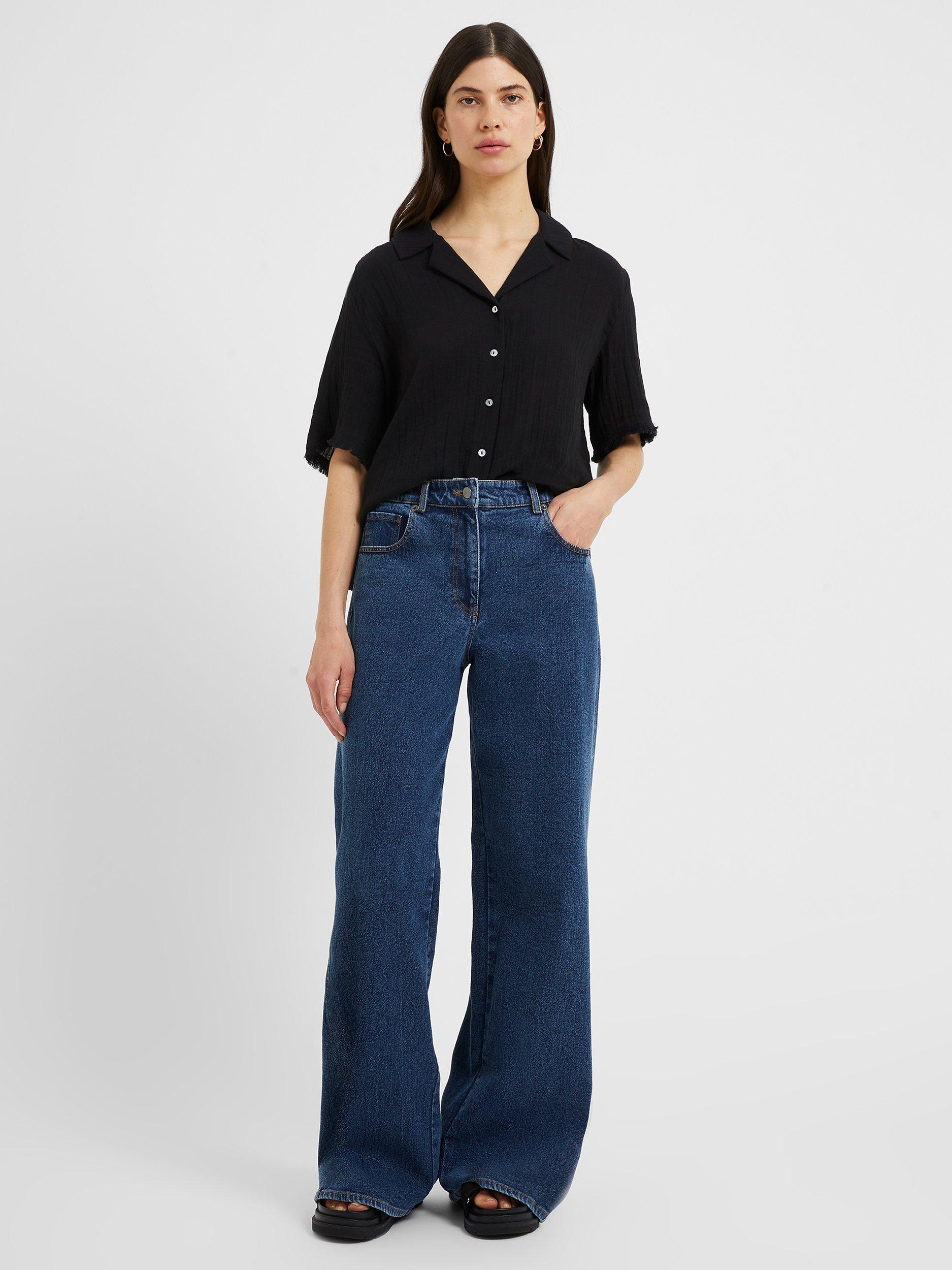 Great Plains Fray Edge Cotton Shirt, Black, 6