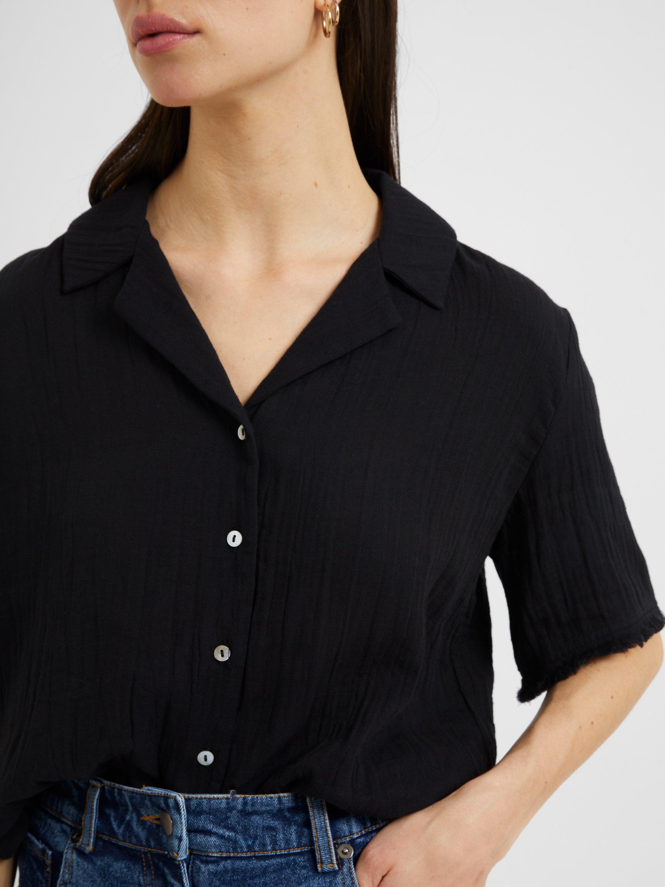 Great Plains Fray Edge Cotton Shirt, Black, 6