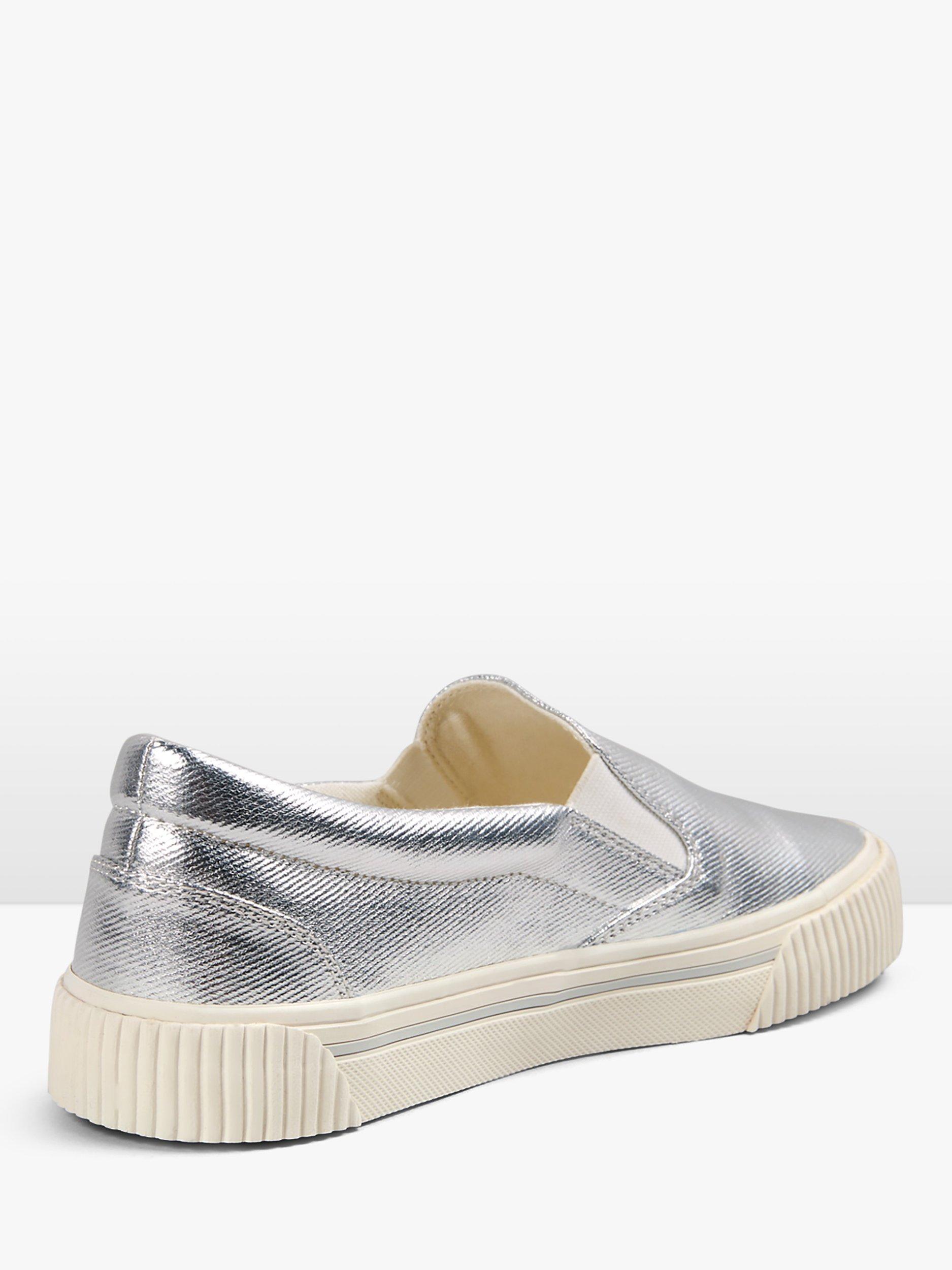 Product image 2 of 4, which shows HUSH Gili Metallic Slip On Shoes, Silver, 3