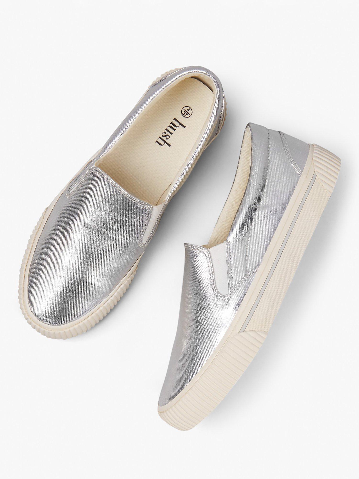 HUSH Gili Metallic Slip On Shoes Silver