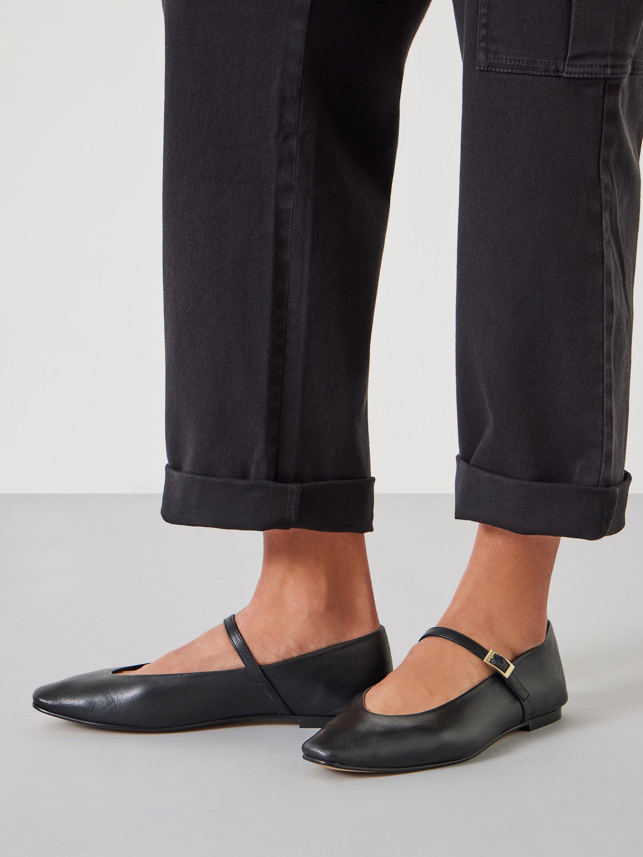 Product image 2 of 4, which shows HUSH Maeva Mary Jane Leather Flats, Black, 8