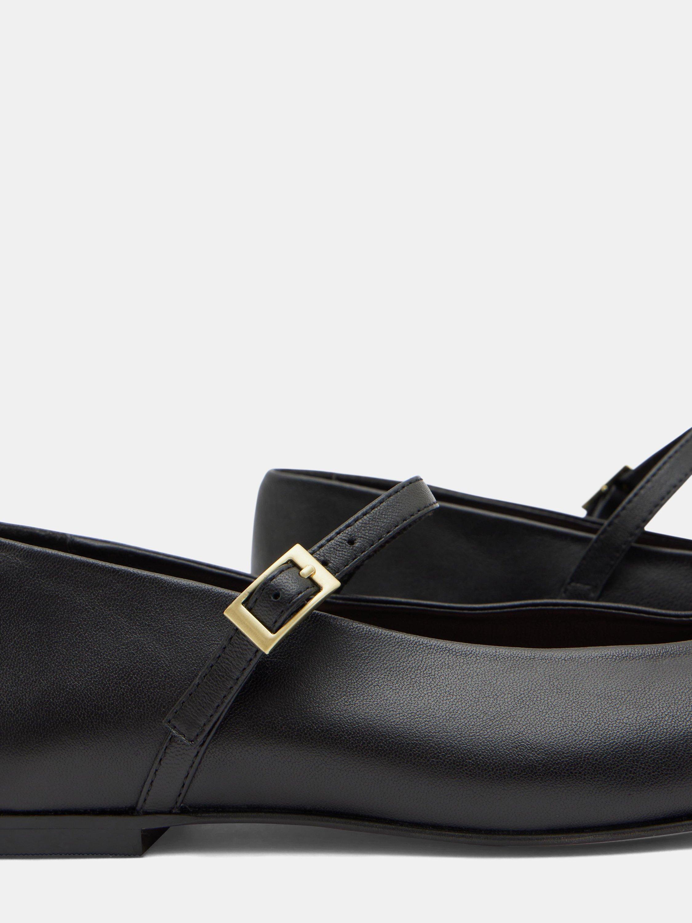 Product image 4 of 4, which shows HUSH Maeva Mary Jane Leather Flats, Black, 8