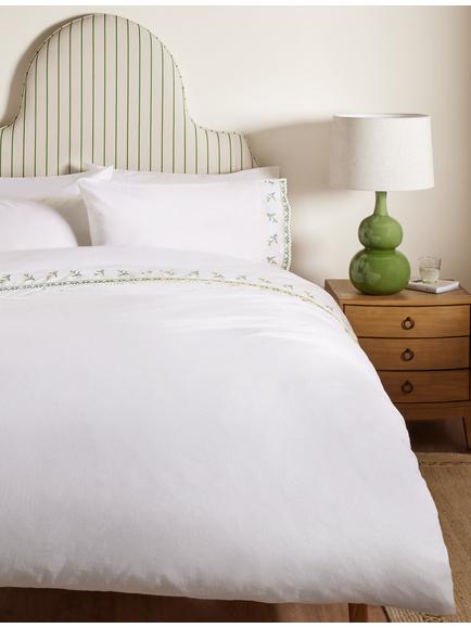 John Lewis Floral Embroidered Bedding - view 2, White