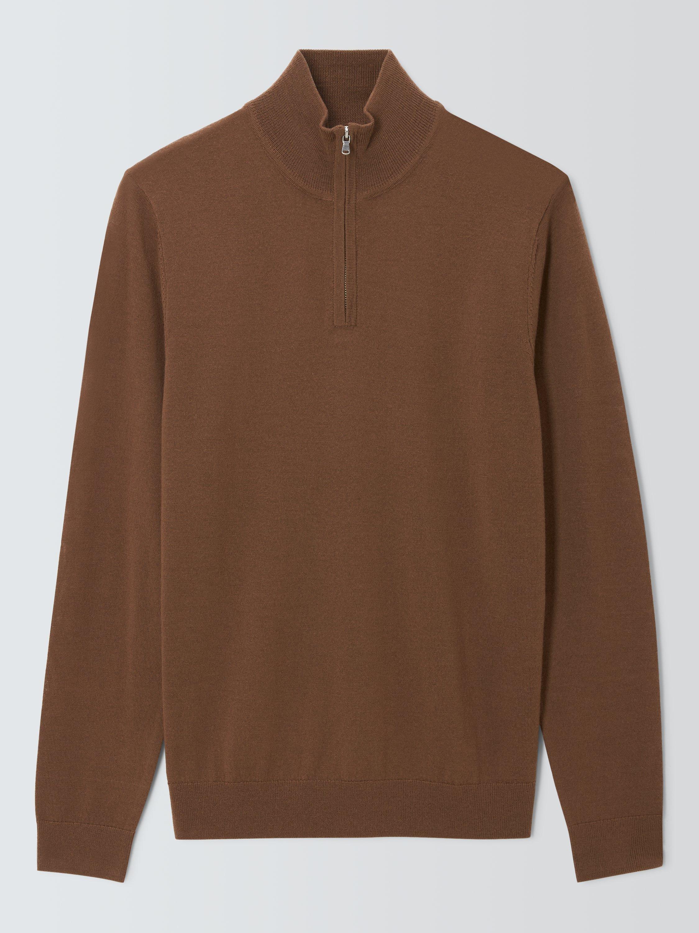 John Lewis Extra Fine Merino Wool Half Zip Jumper Antique Bronze