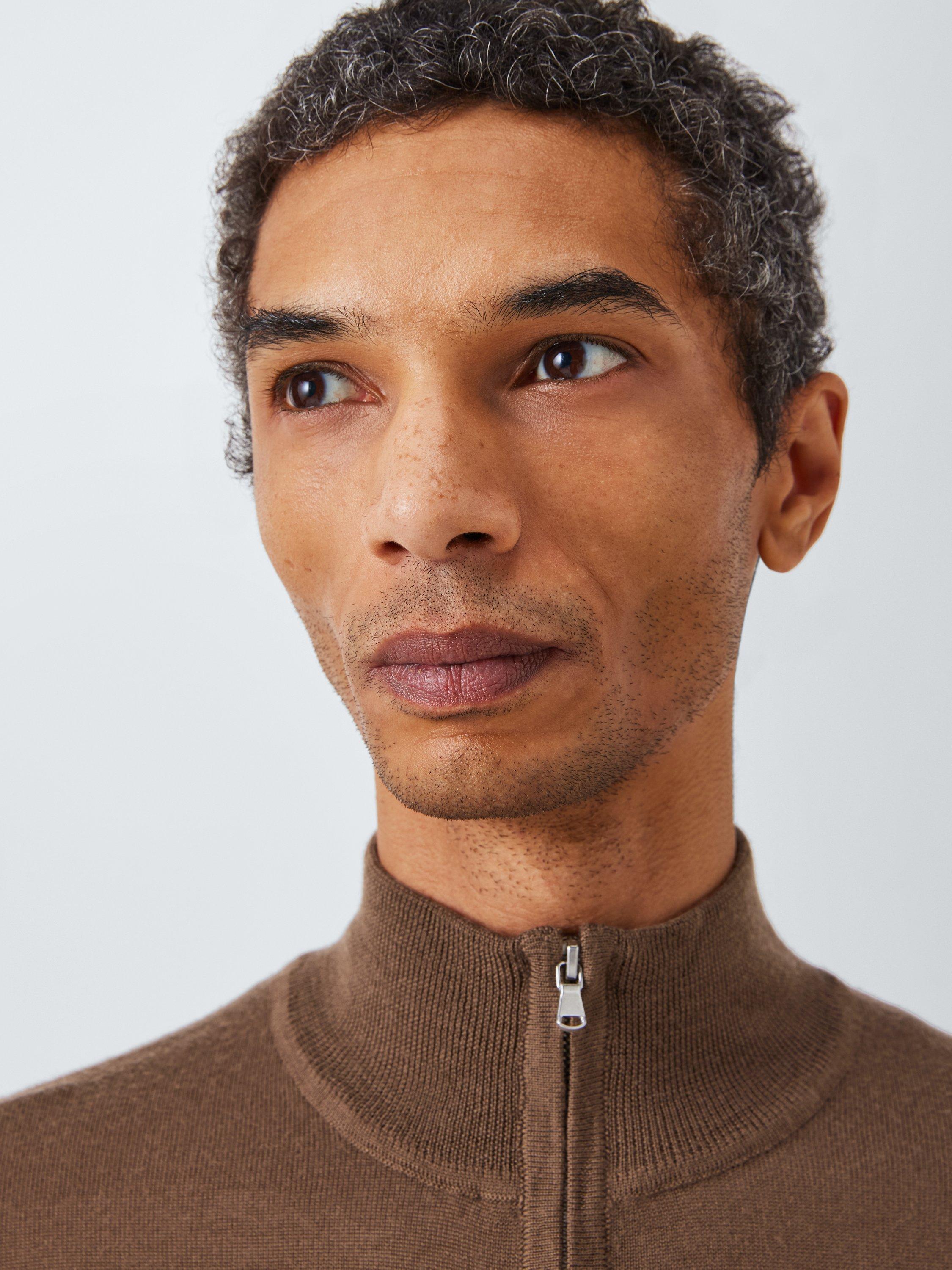 Product image 5 of 6, which shows John Lewis Extra Fine Merino Wool Half Zip Jumper, Antique Bronze, XL