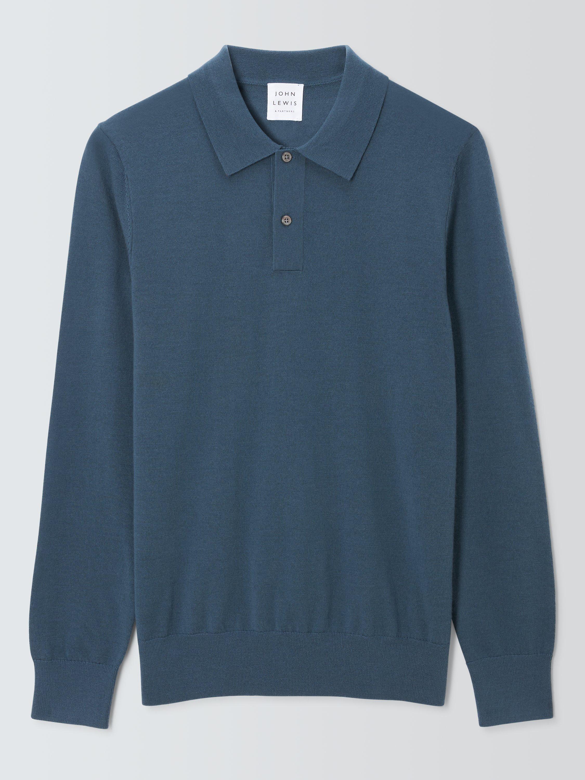 John Lewis Extra Fine Merino Polo Top, Orion