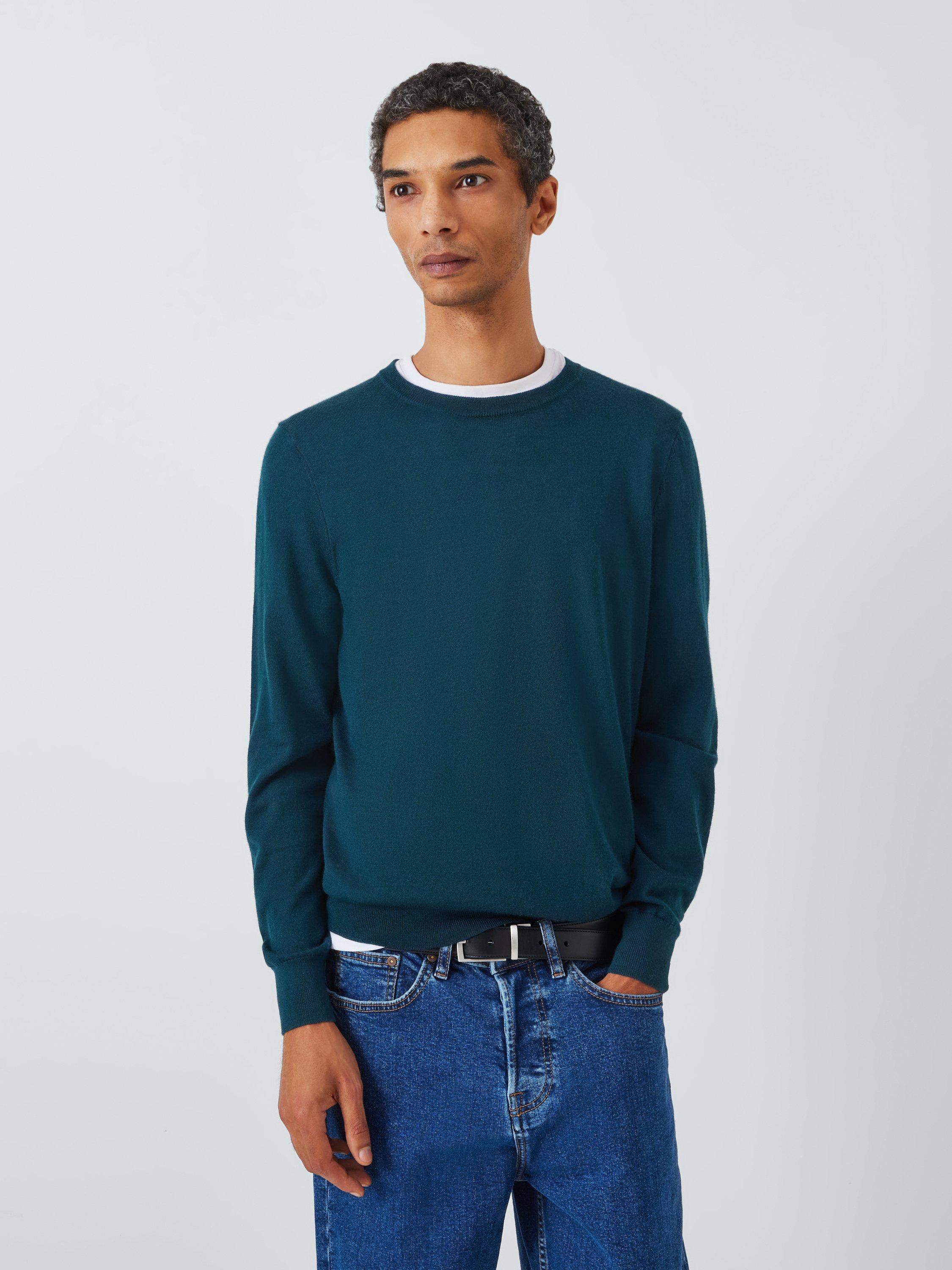 John Lewis Extra Fine Merino Wool Crew Neck Jumper, Petrol