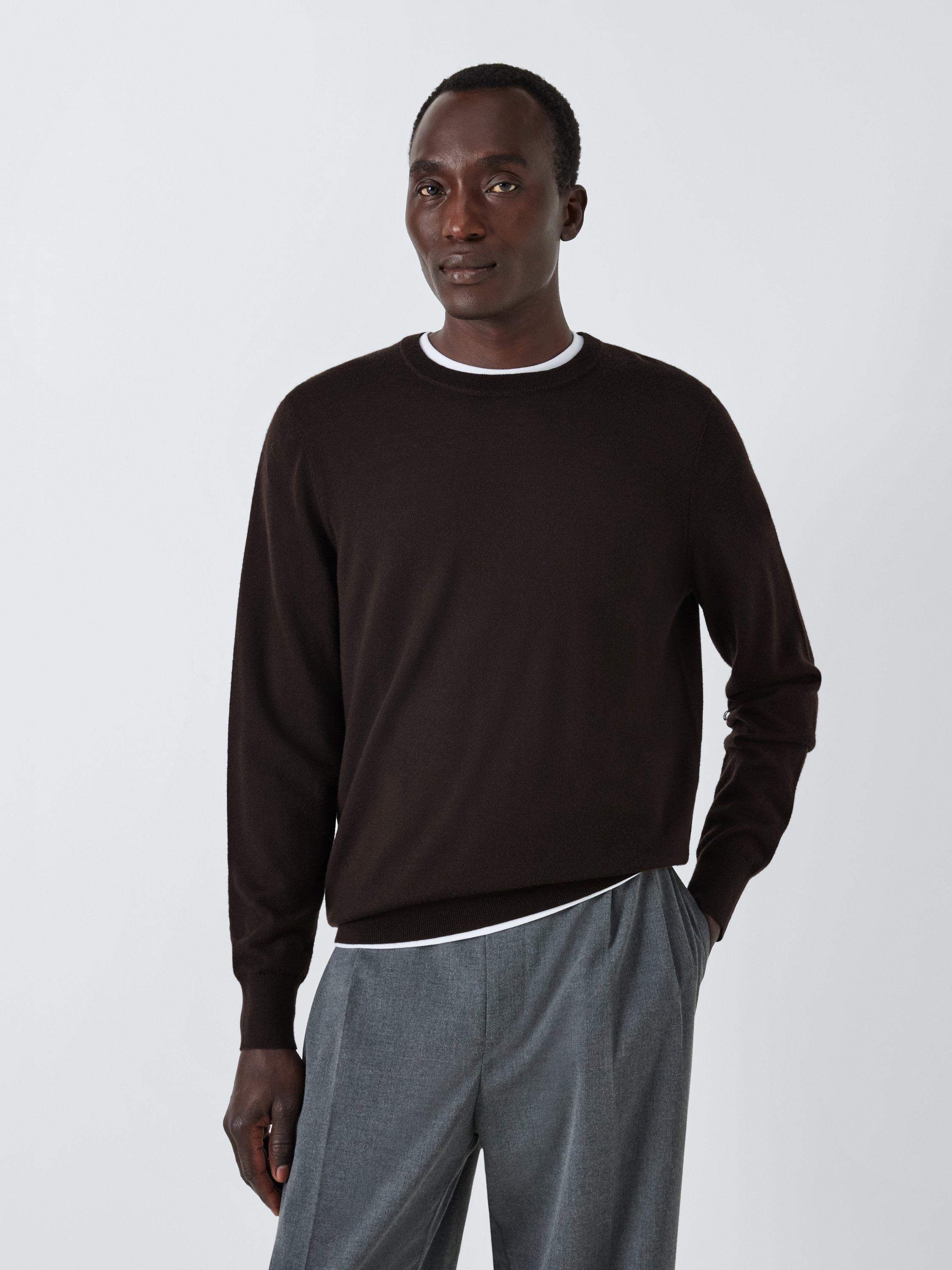 John Lewis Extra Fine Merino Wool Crew Neck Jumper, Mole