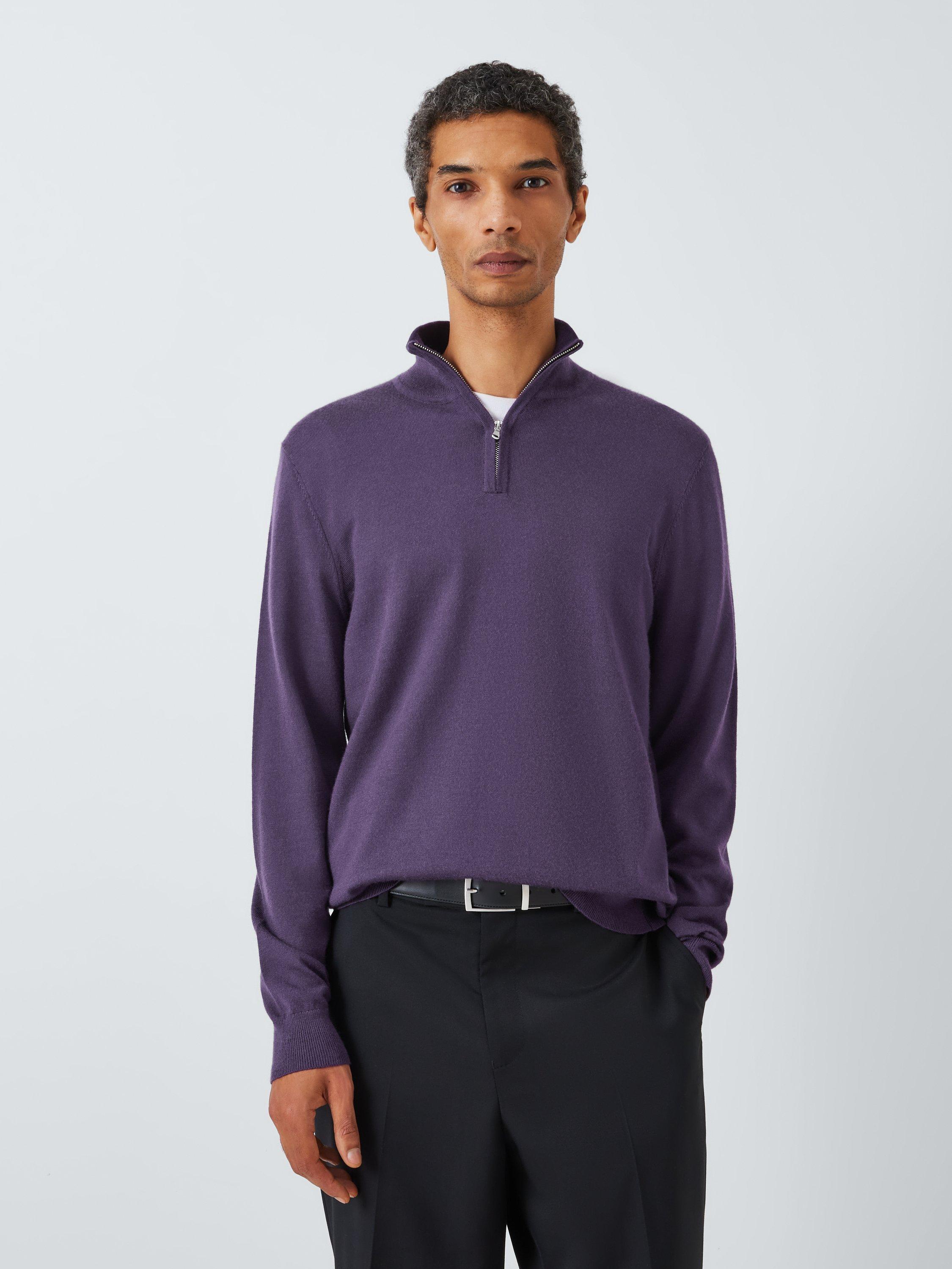 John Lewis Extra Fine Merino Wool Half Zip Jumper, Nightshade