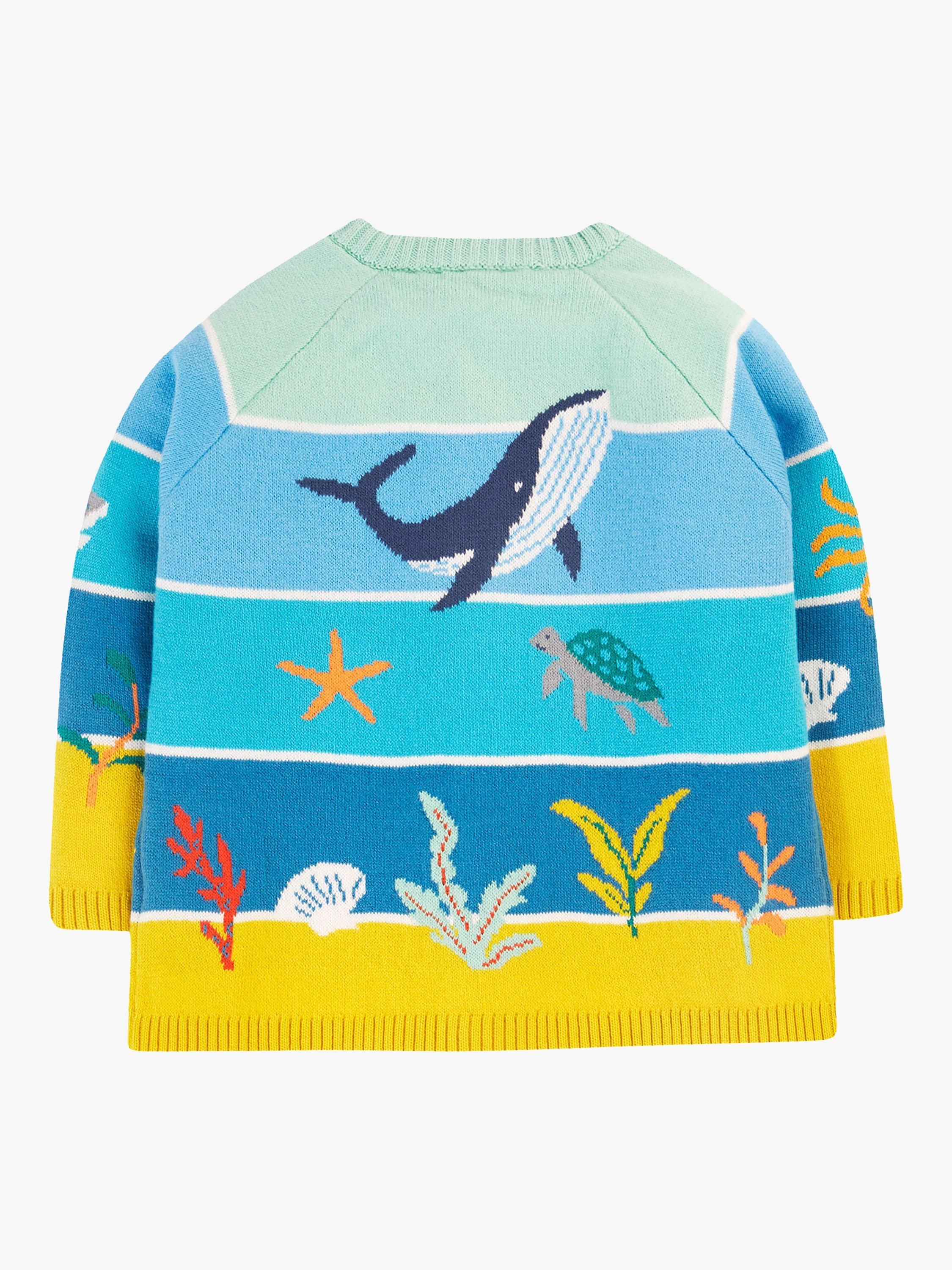 Product image 2 of 4, which shows Frugi Baby Reva Tropical Sea Organic Cotton Knitted Cardigan, Multi, 18-24 months