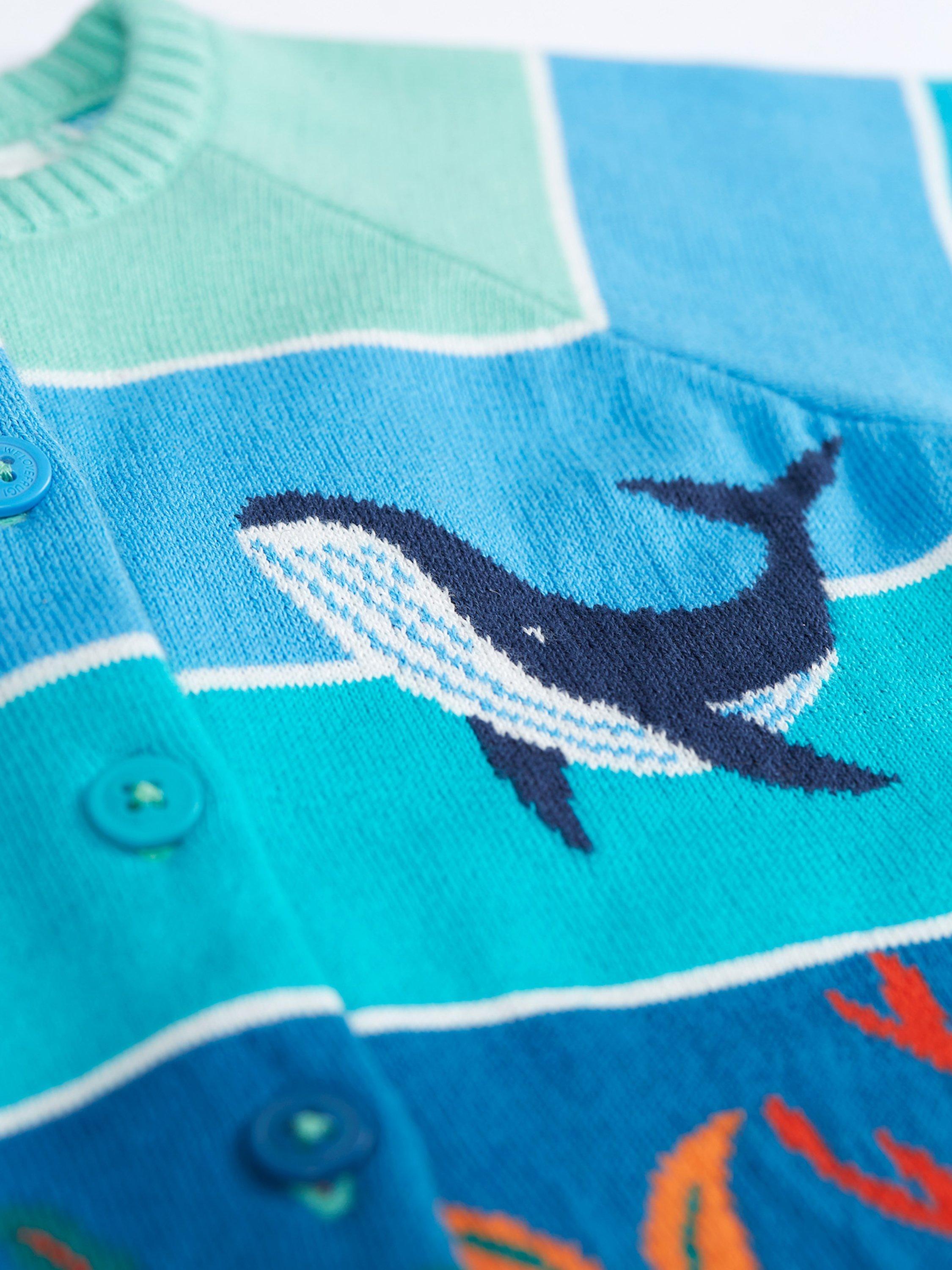 Product image 4 of 4, which shows Frugi Baby Reva Tropical Sea Organic Cotton Knitted Cardigan, Multi, 18-24 months