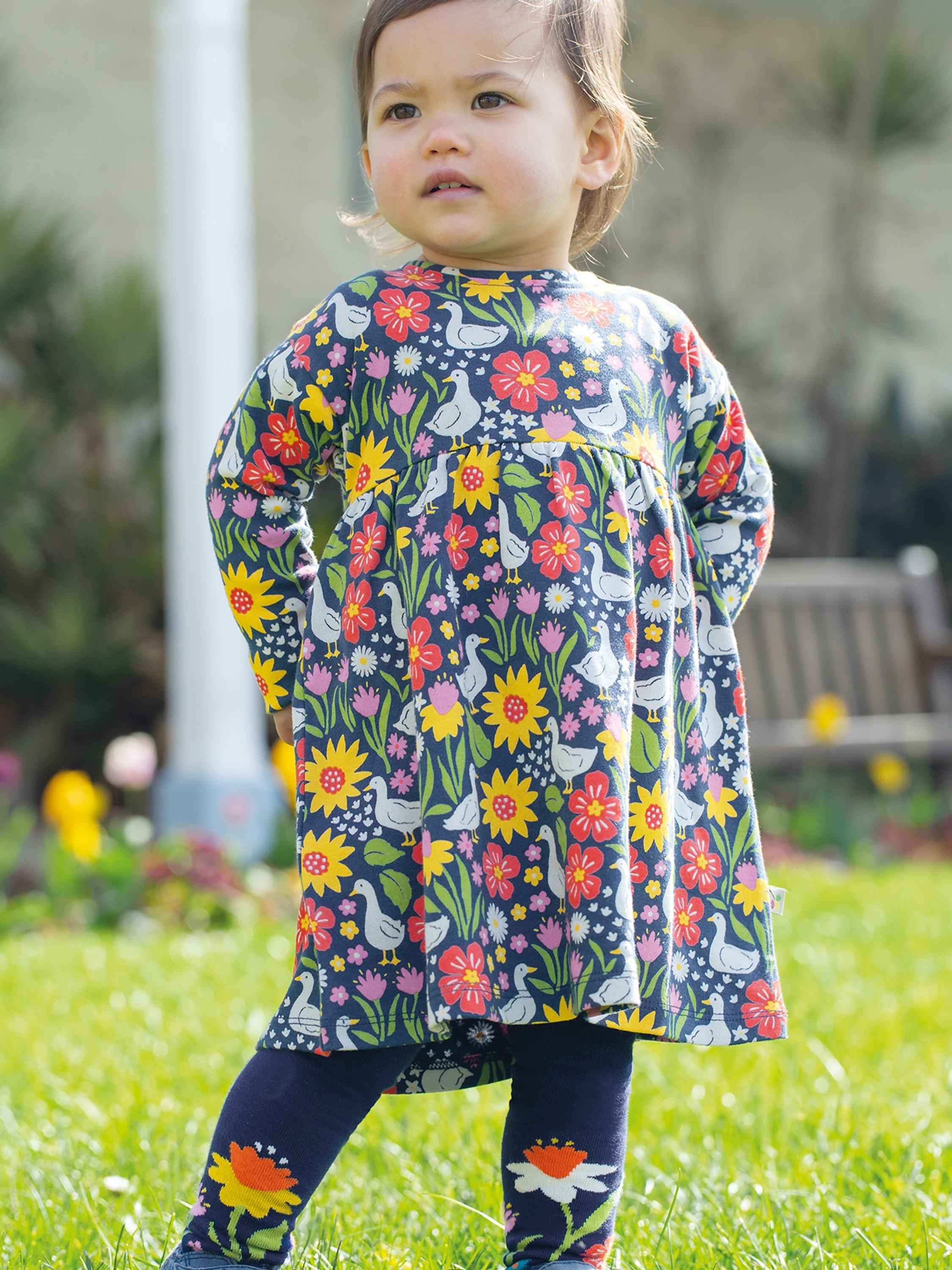 Frugi Baby Organic Cotton Little Amelia Dress, Springtime Ducks